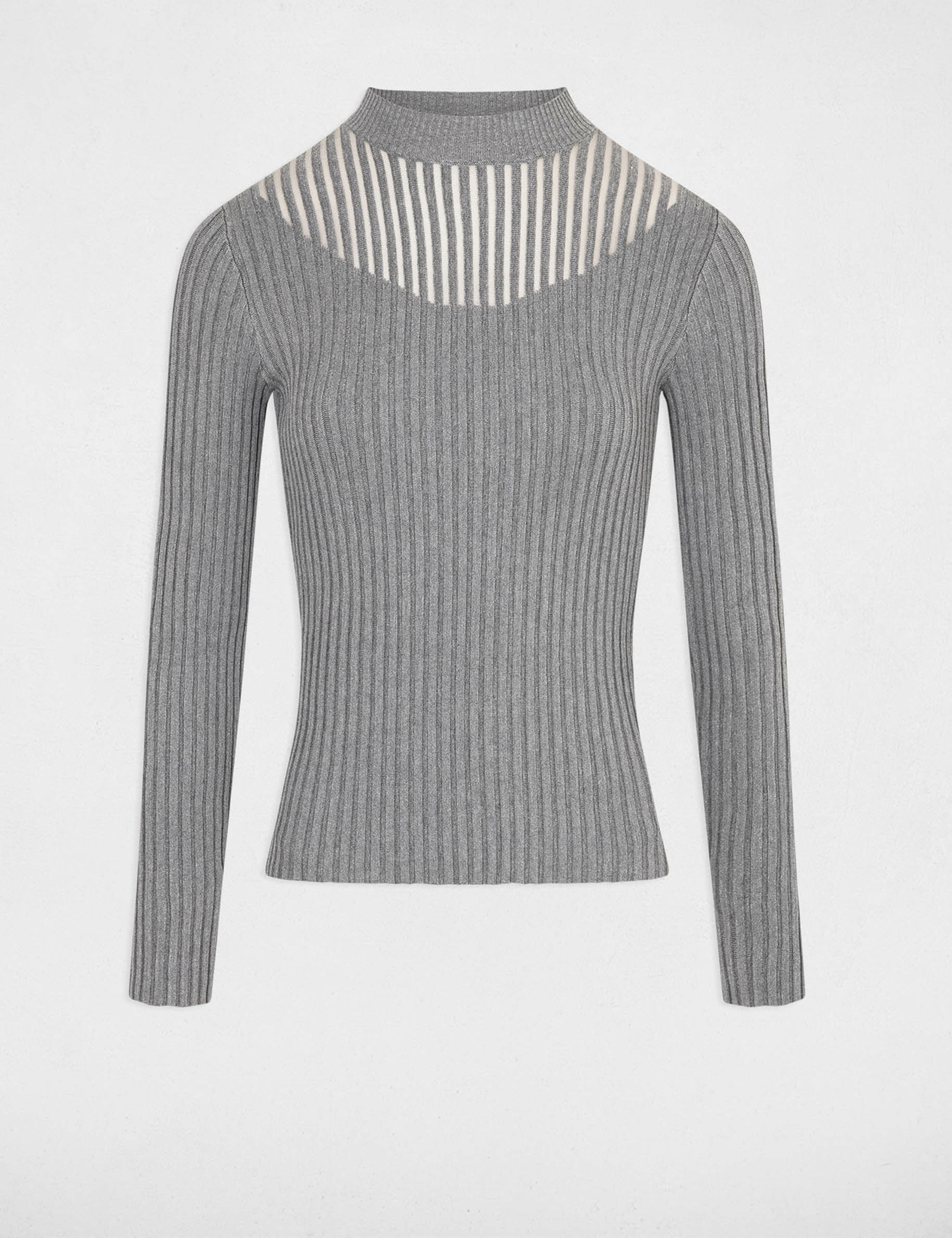 Long-sleeved jumper with high collar mid-grey women