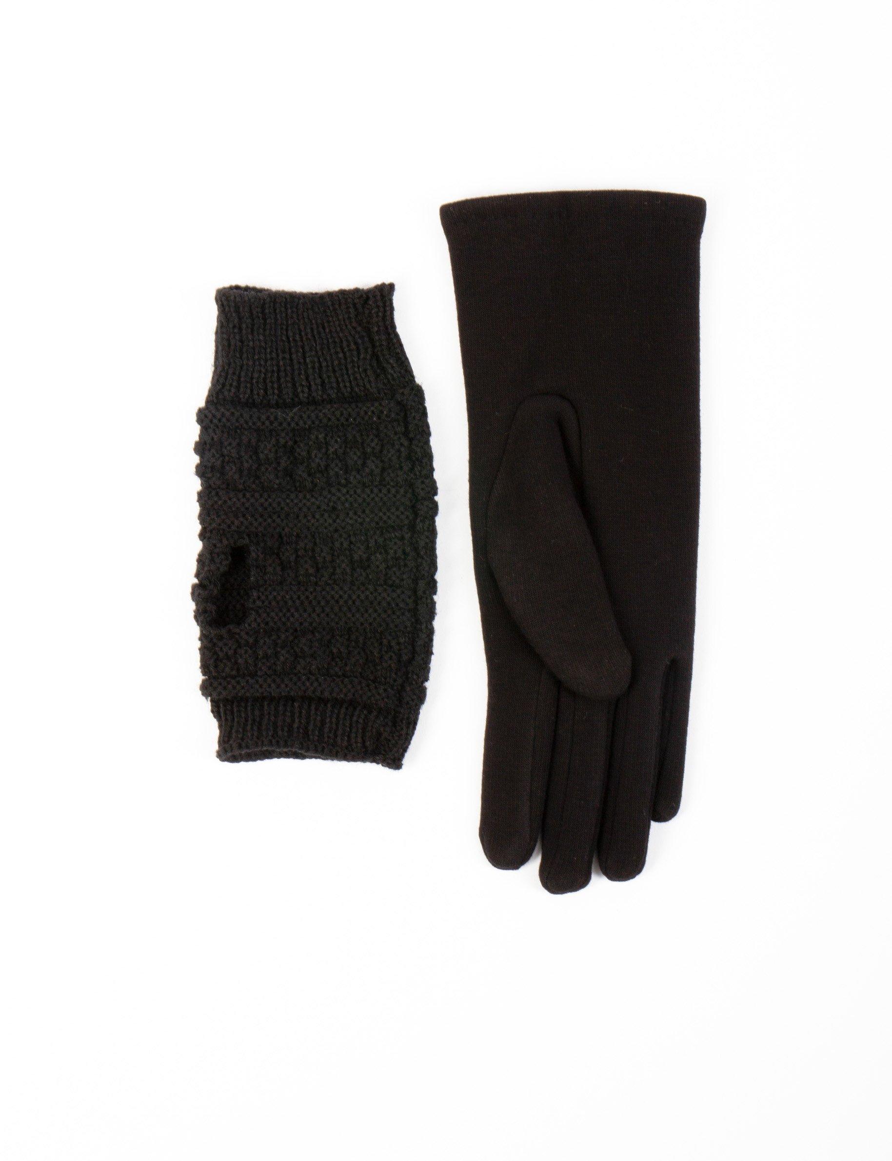 Knitted gloves with rhinestones black women