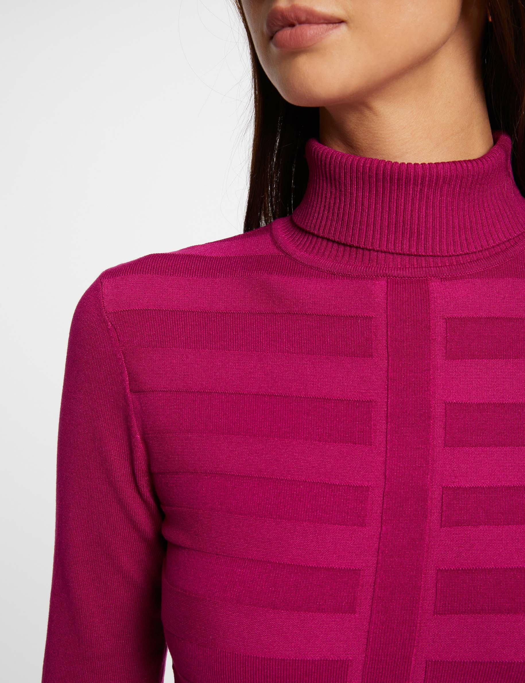 Long-sleeved jumper turtleneck dark pink women