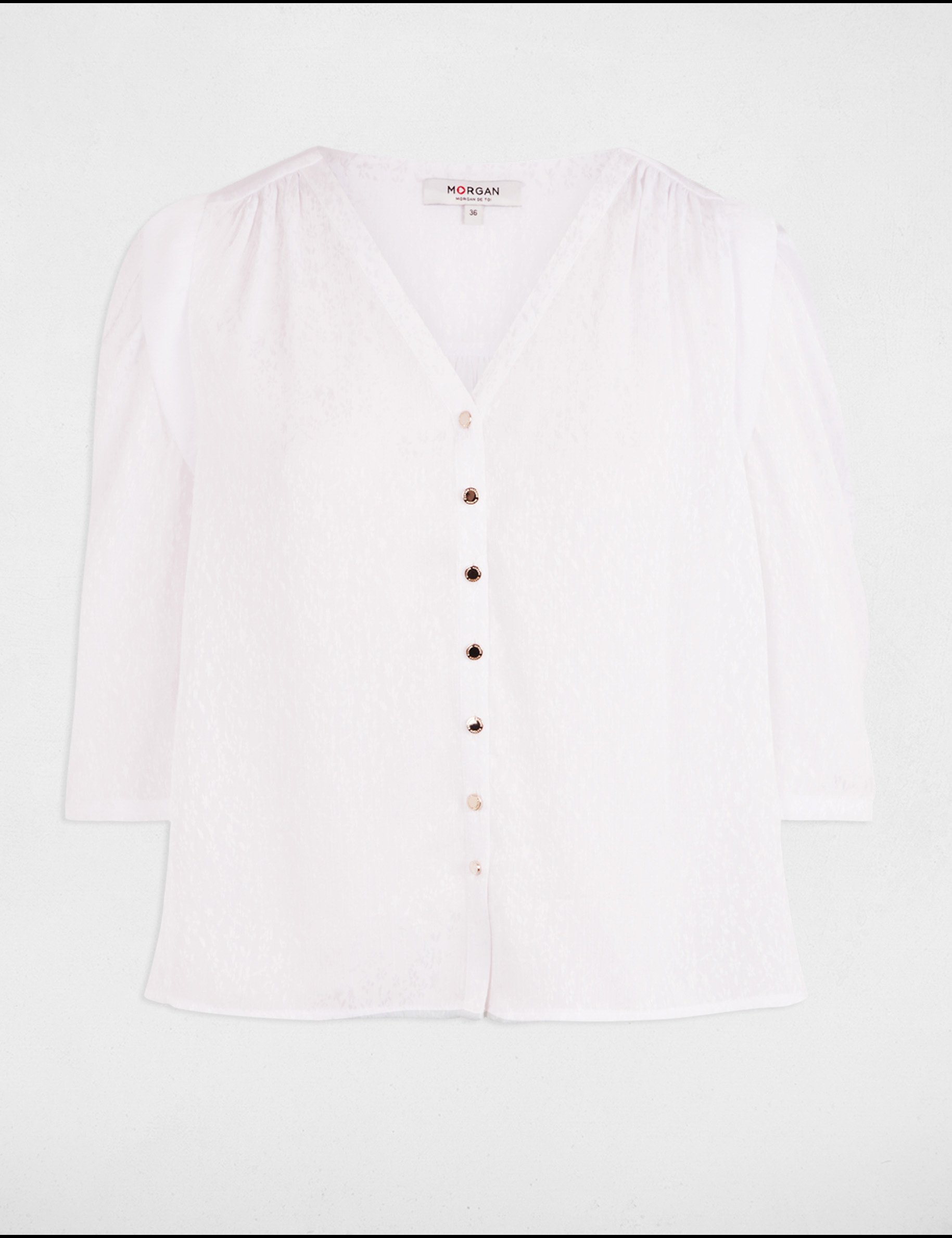 3/4-length sleeved shirt white women