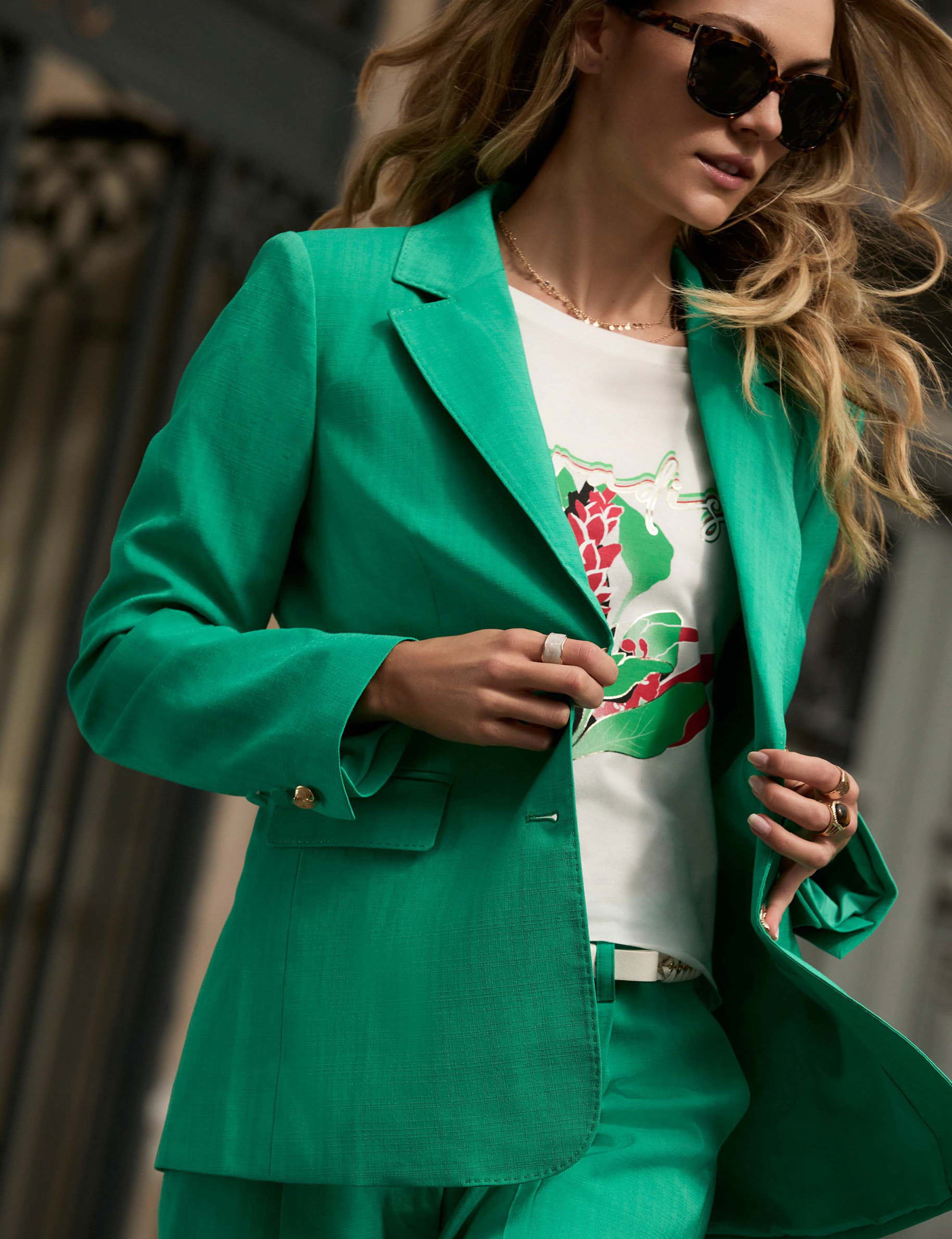 loose blazer emerald green women Loose blazer emerald green women