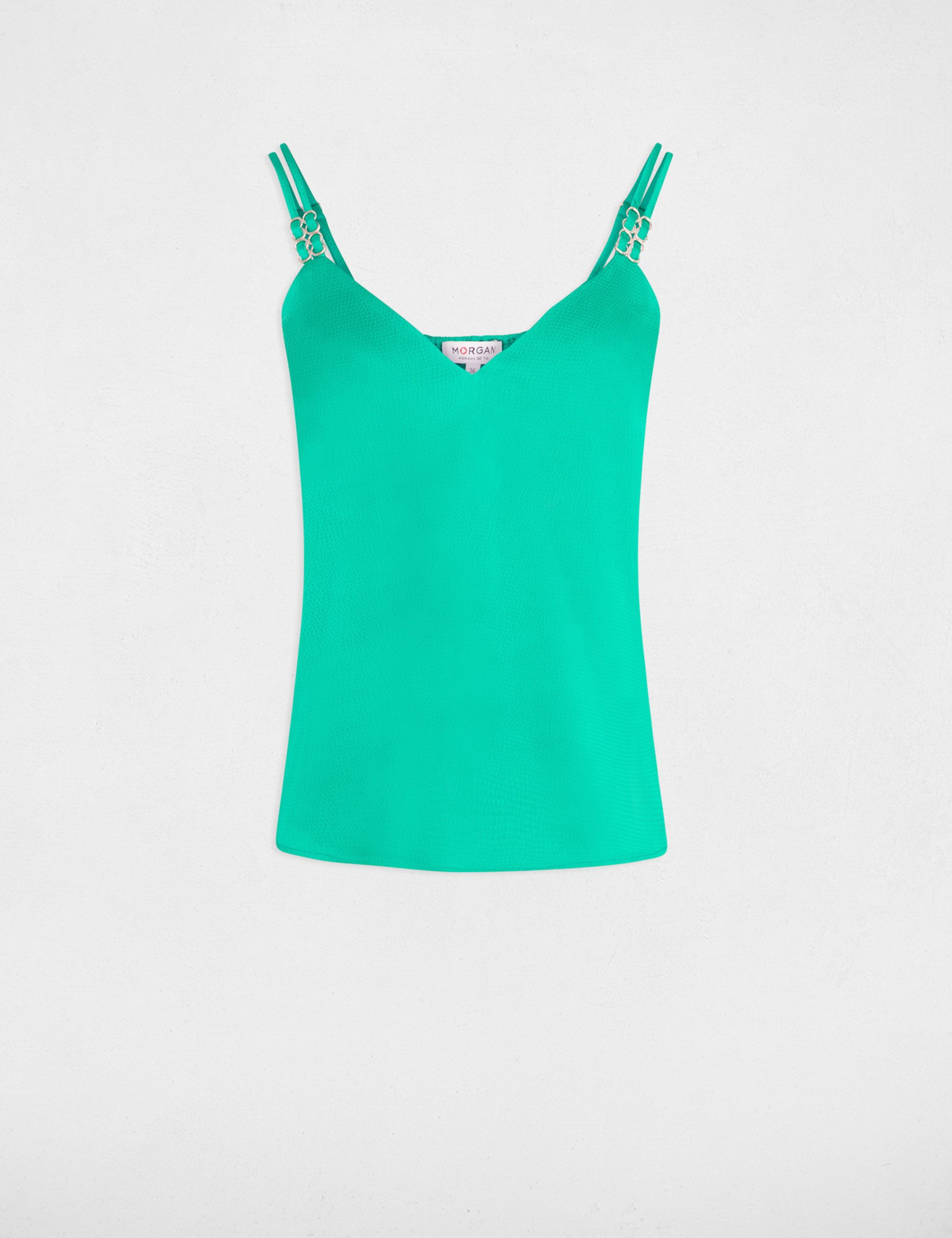 Satin top with straps green women