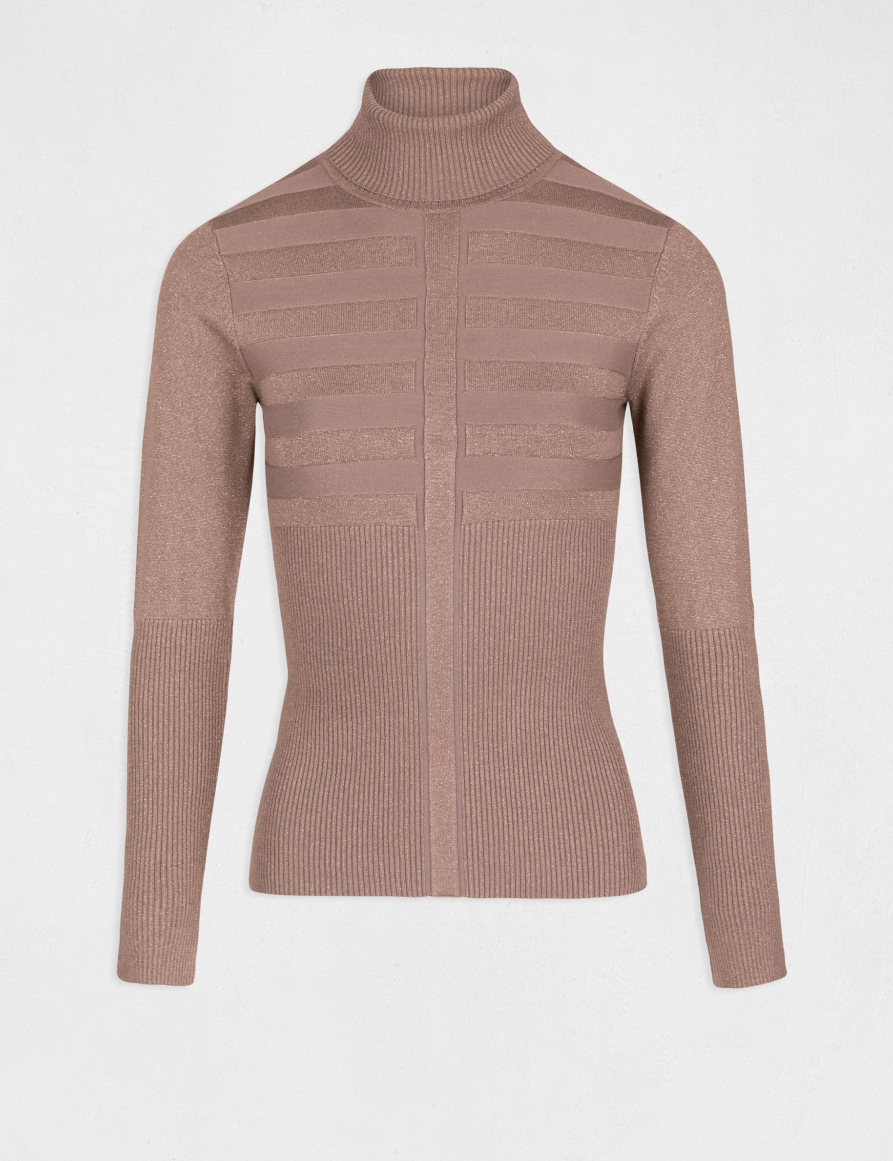 Pull manches longues à col roulé taupe femme