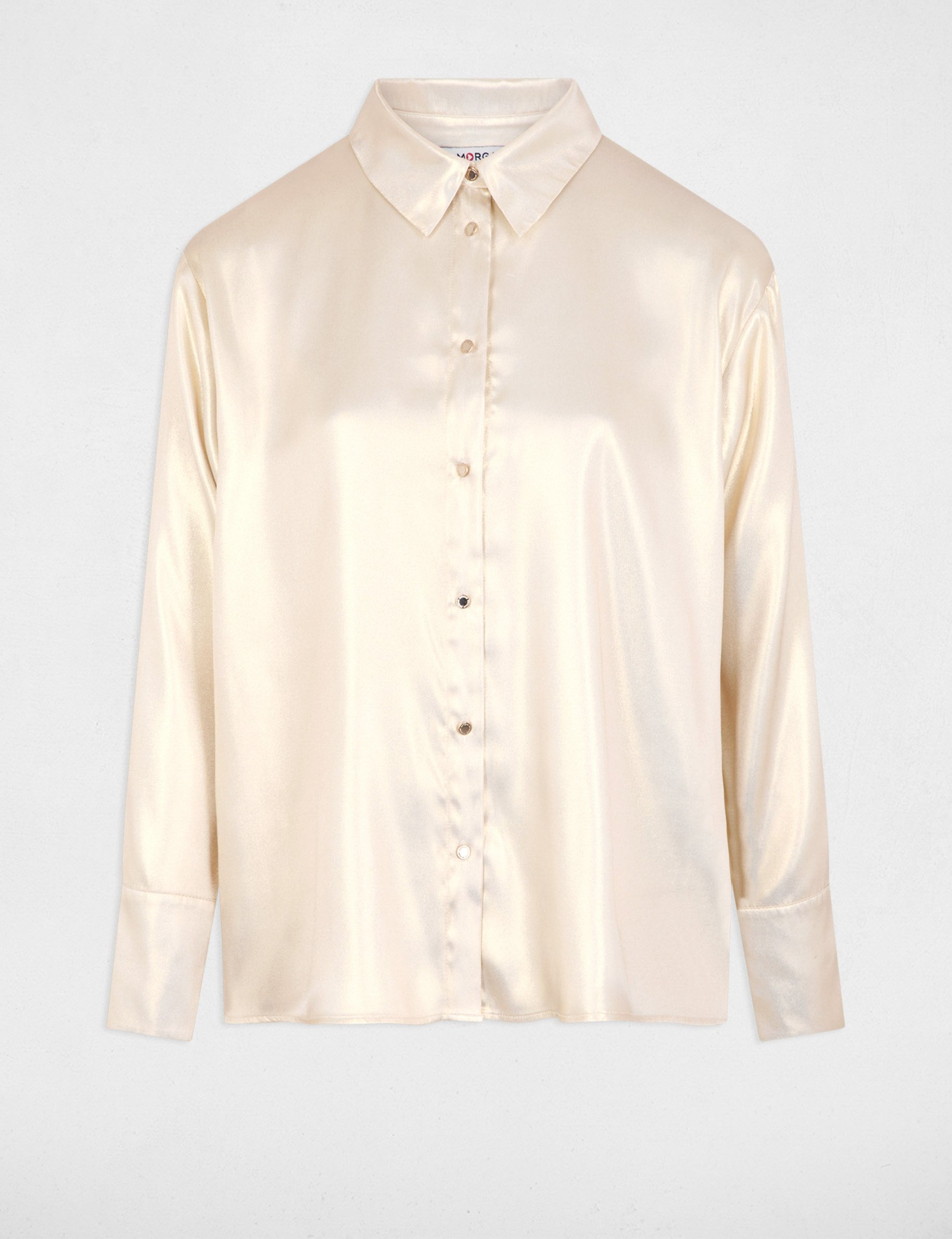 Long-sleeved satin shirt gold yellow women