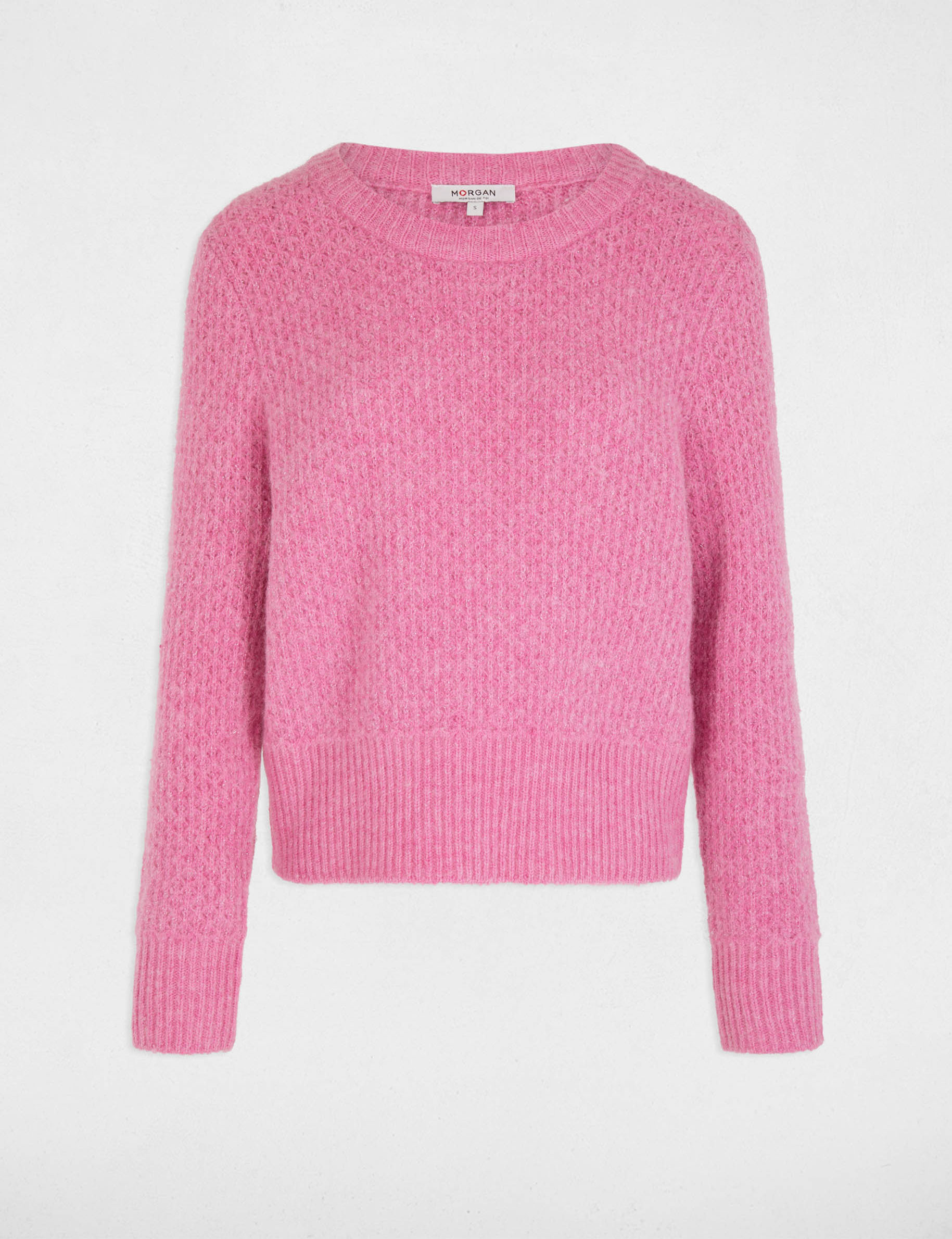 Jumper round neck long sleeves medium pink women