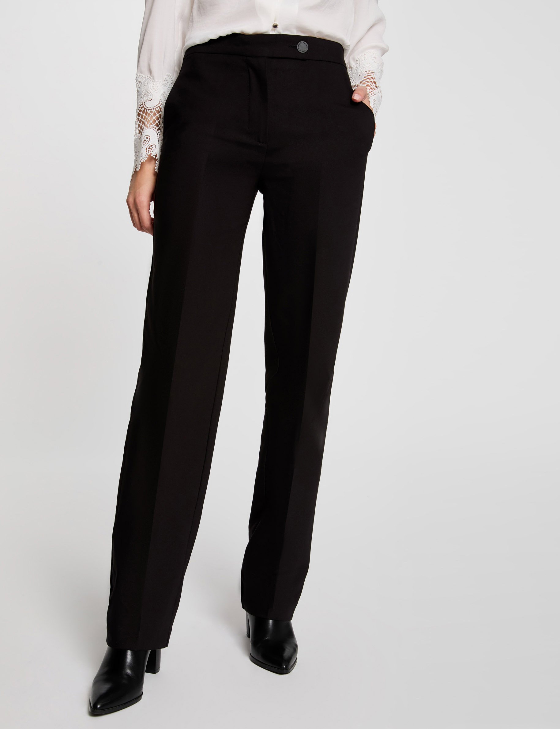 Wide leg trousers with darts black women