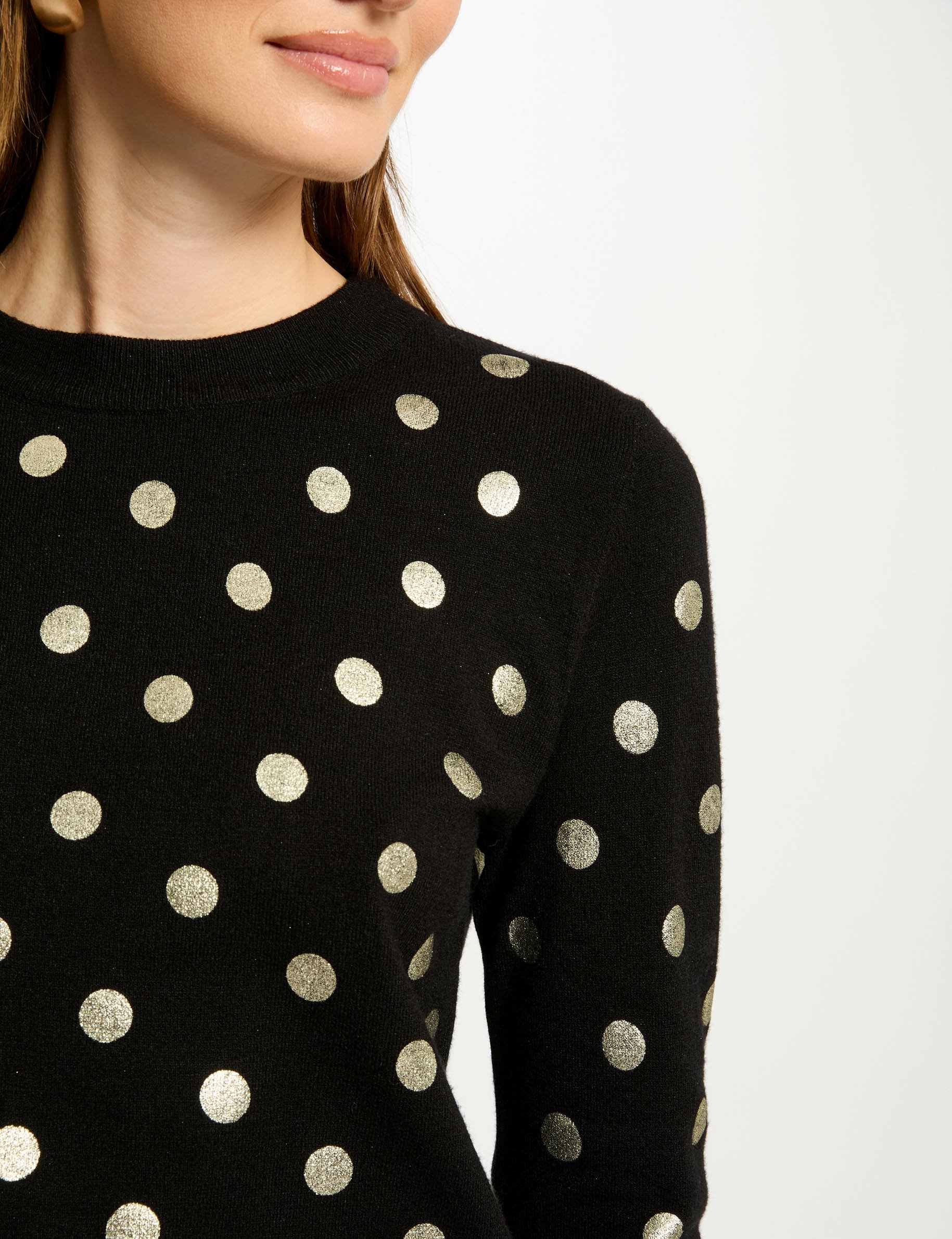 Printed long-sleeved jumper black women