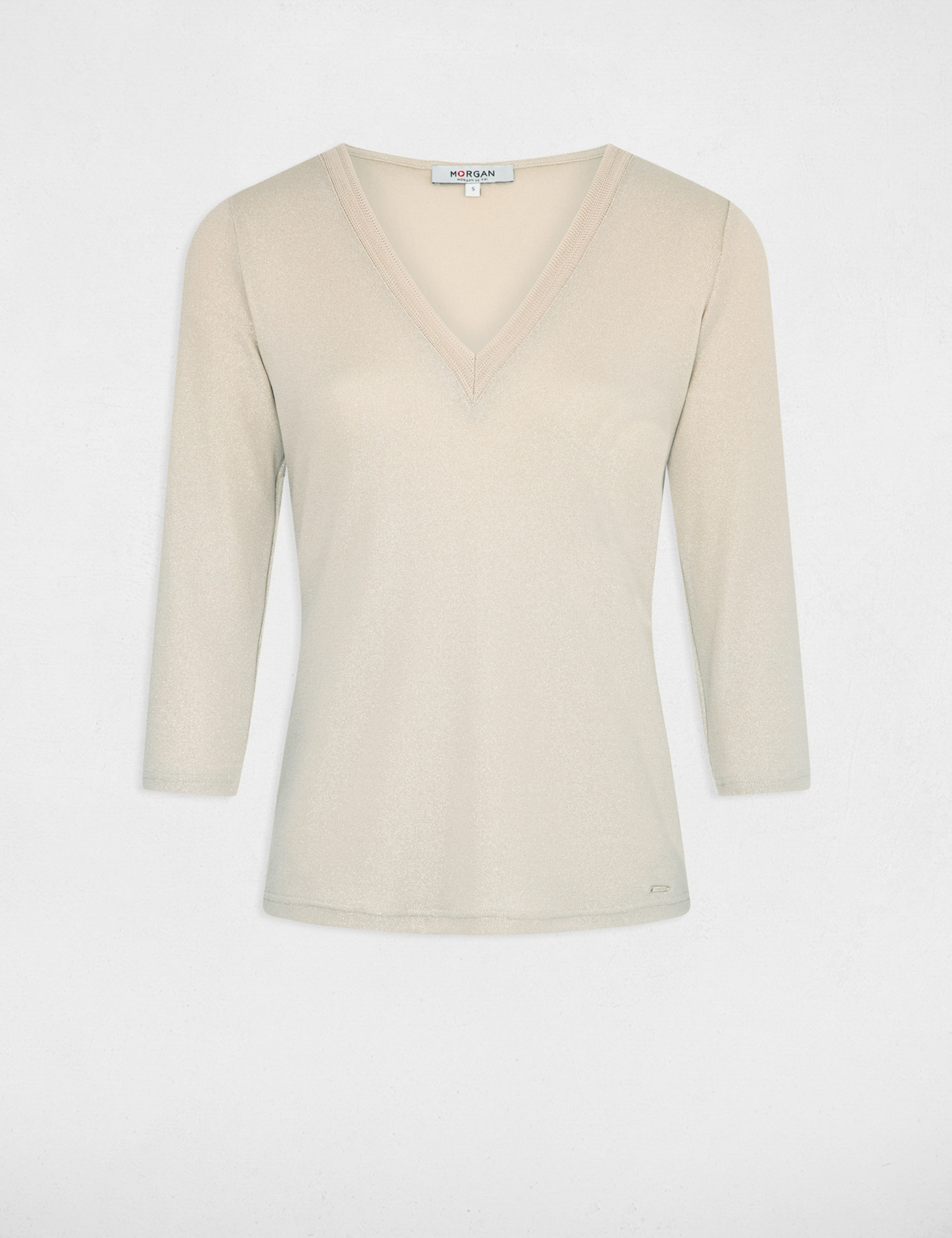 3/4-length sleeved t-shirt dark beige women