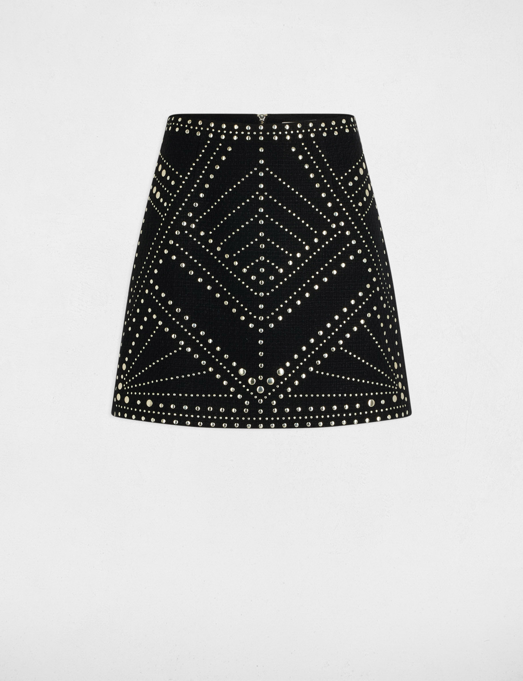 Mini tweed skirt with studs black women