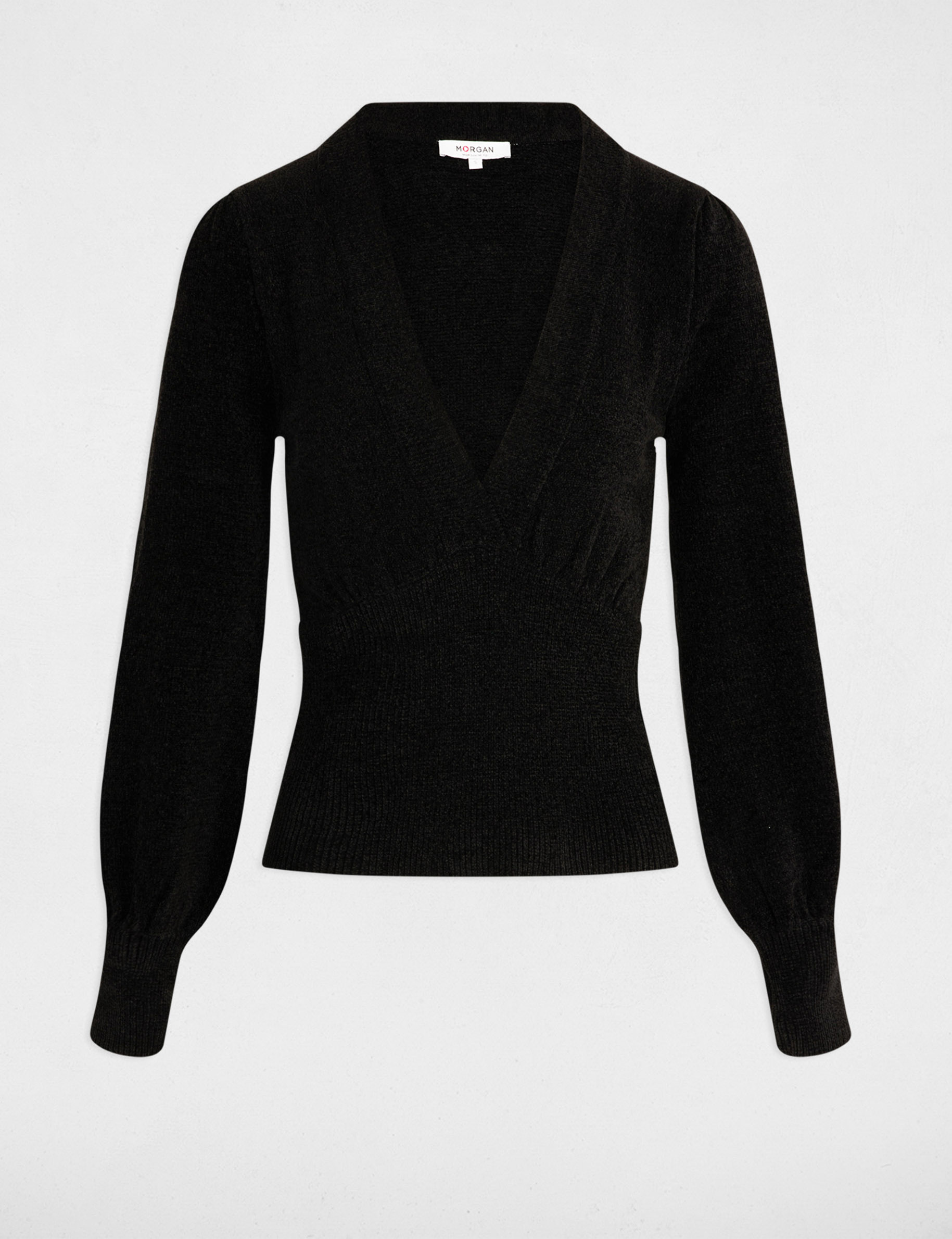 Jumper wrap-over neckline black women