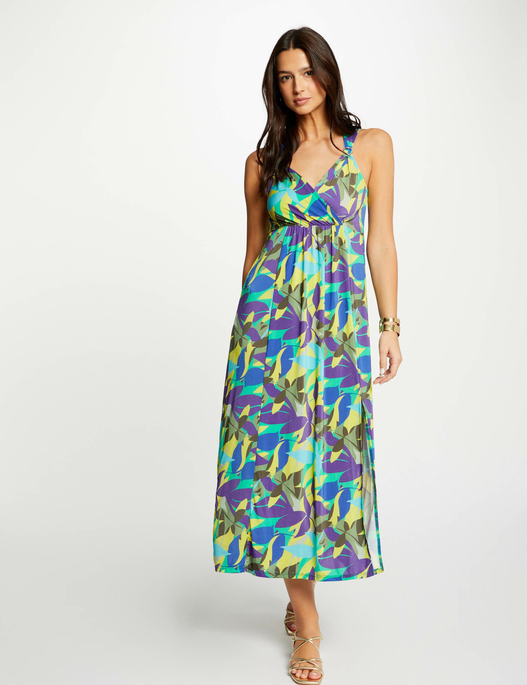 Printed maxi A-line dress multicolored women