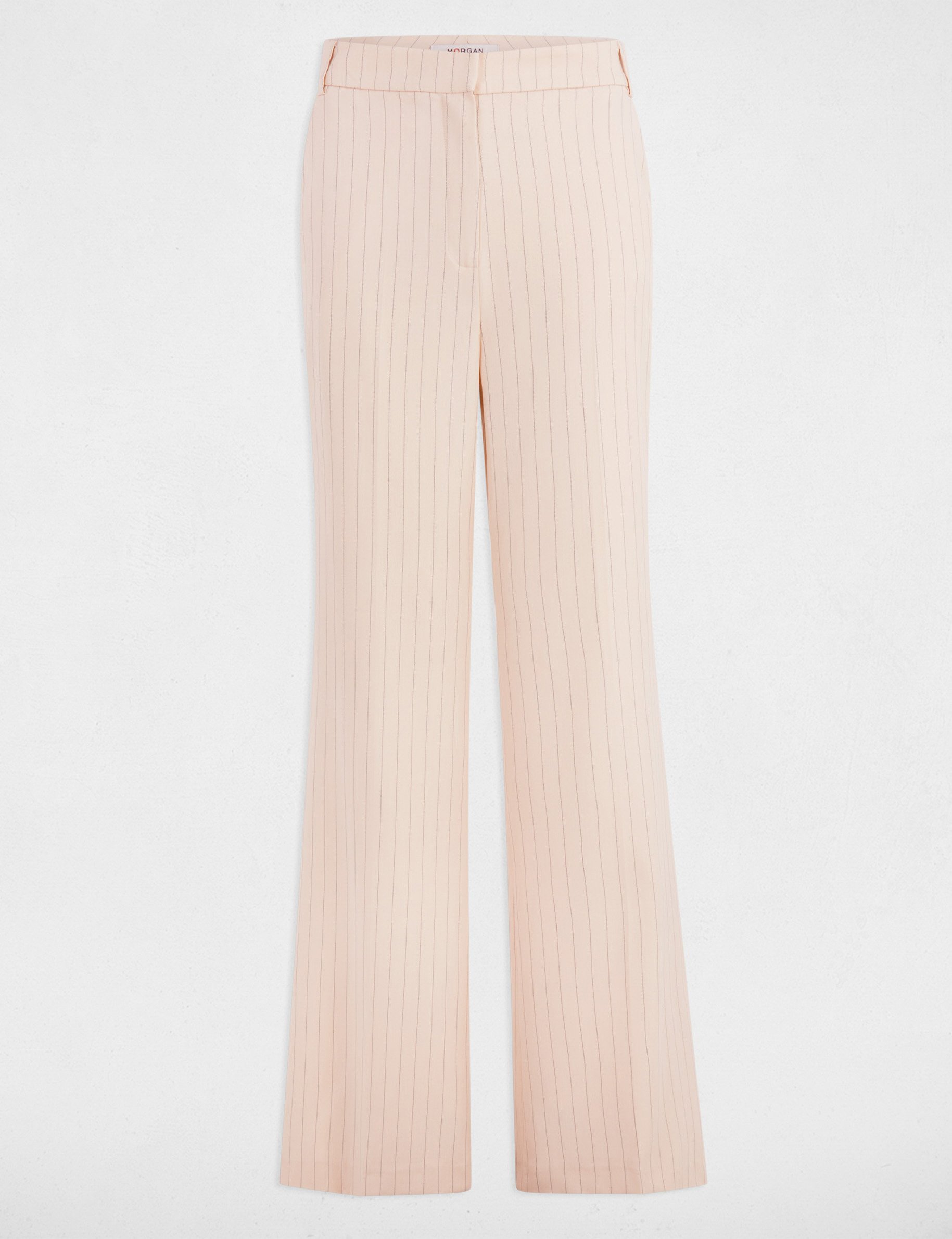 Striped wide leg trousers light pink women