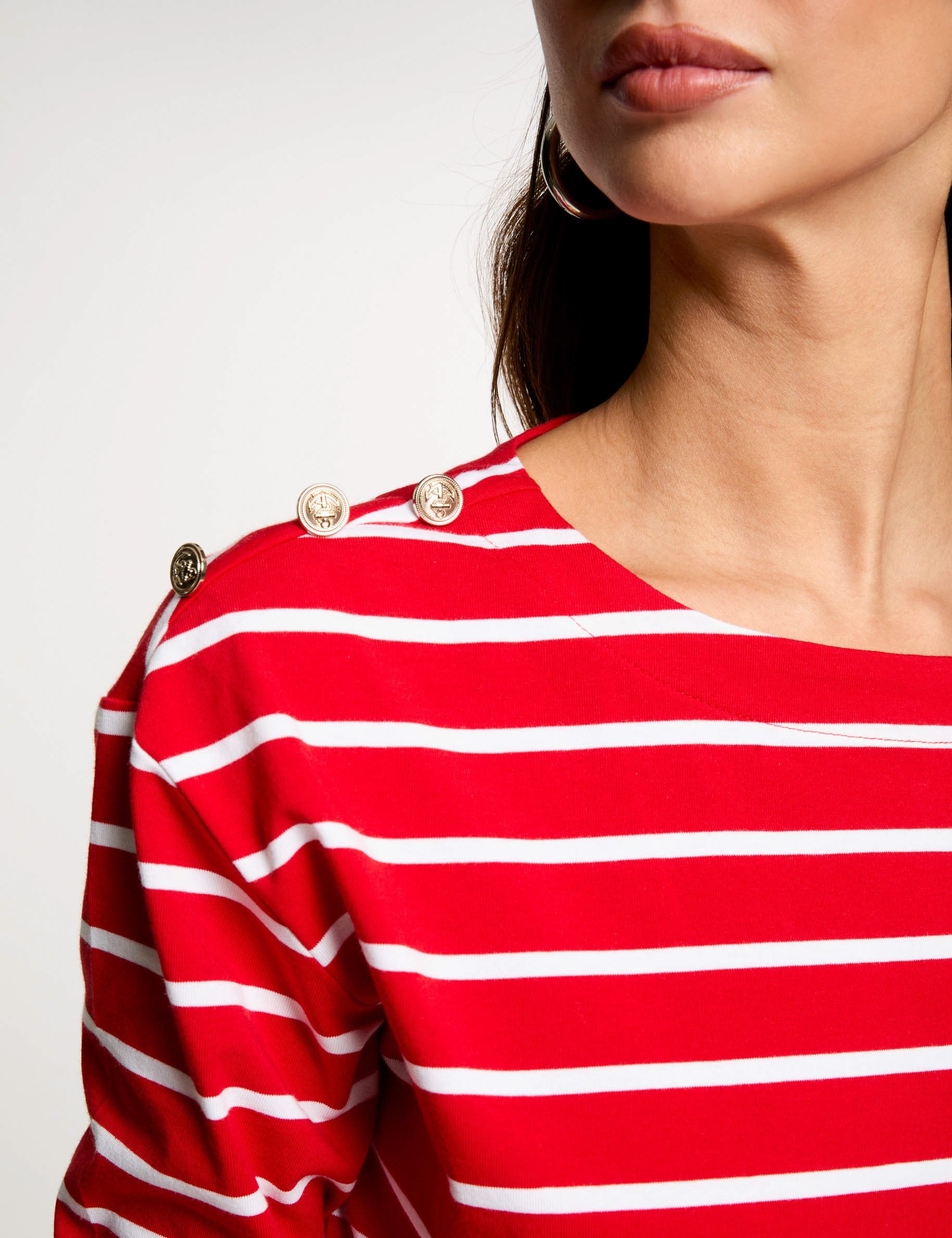 Striped long-sleeved t-shirt white women