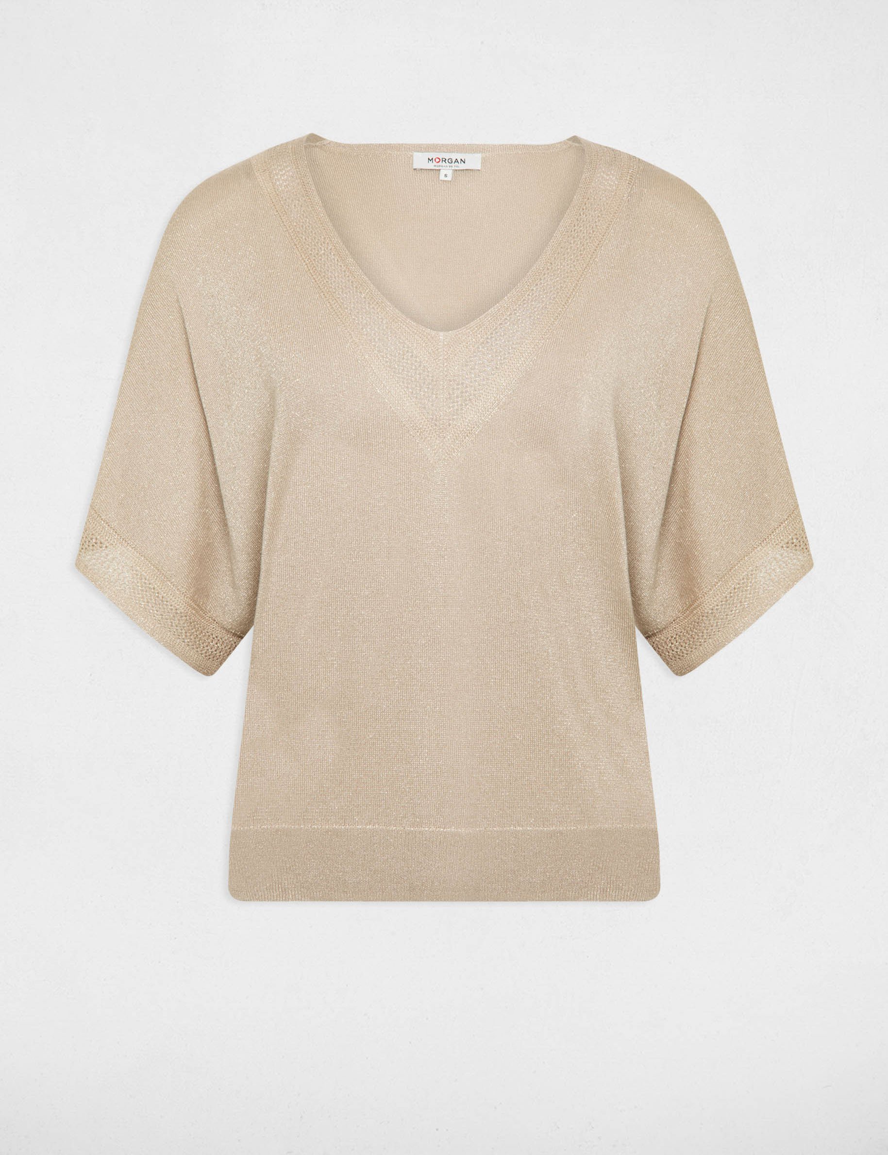 Jumper V-neck short sleeves sand women