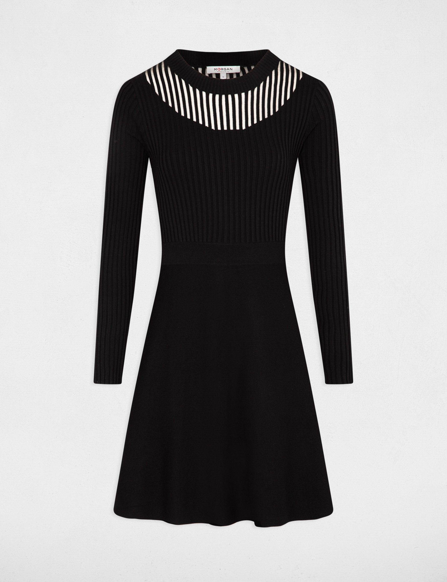 A-line mini knitted dress black women