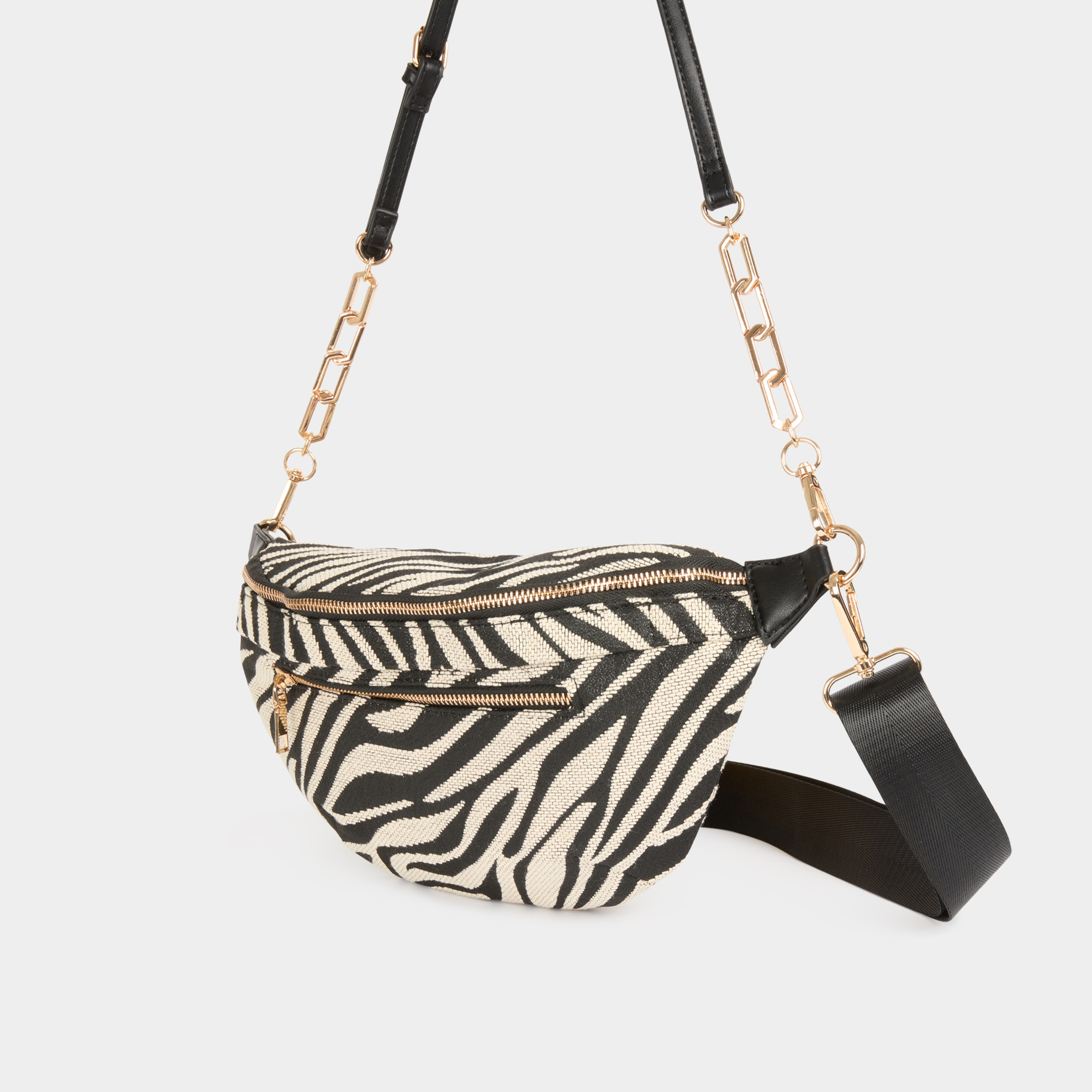 Sling bag zebra print ivory women