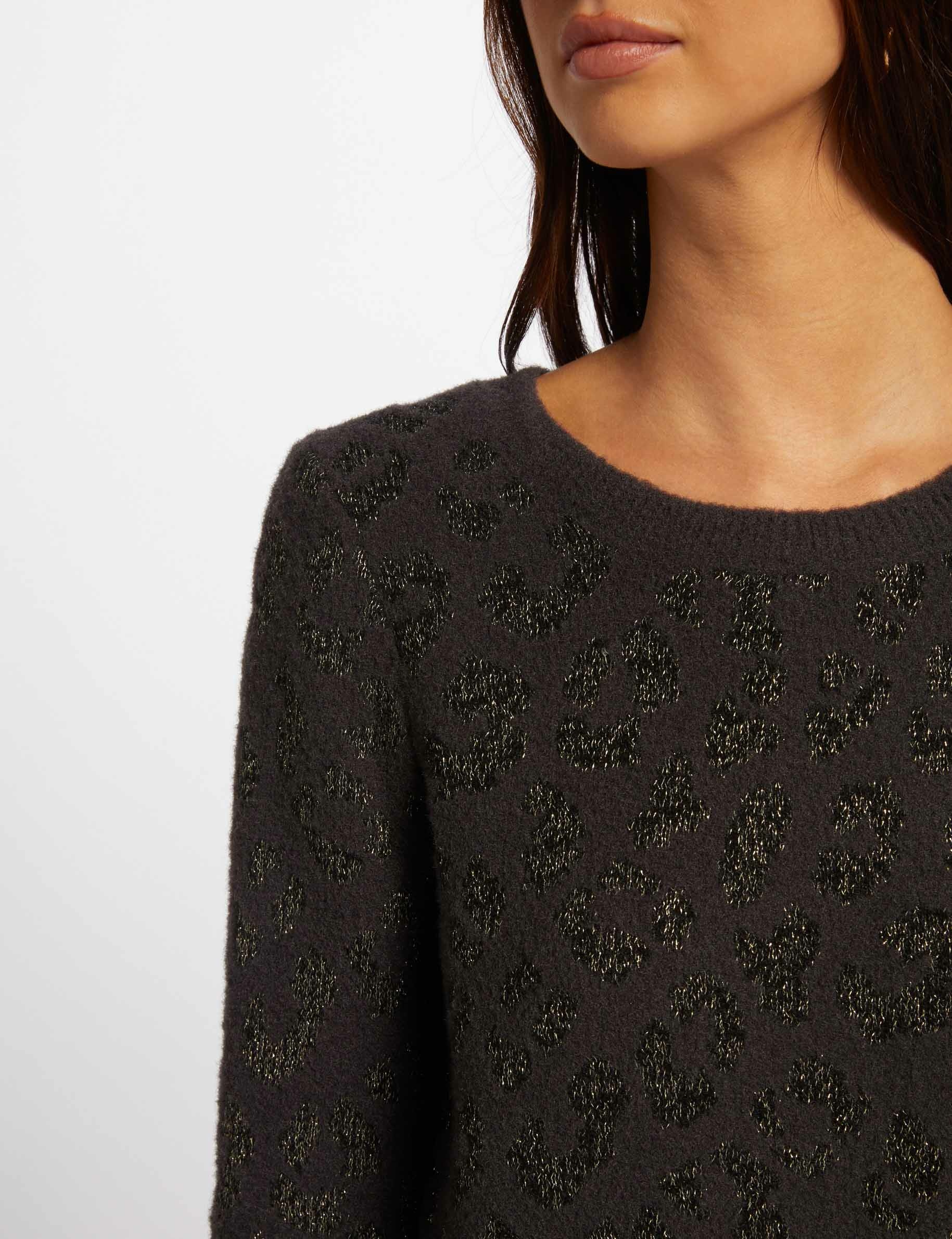 Printed jumper round neck anthracite grey women