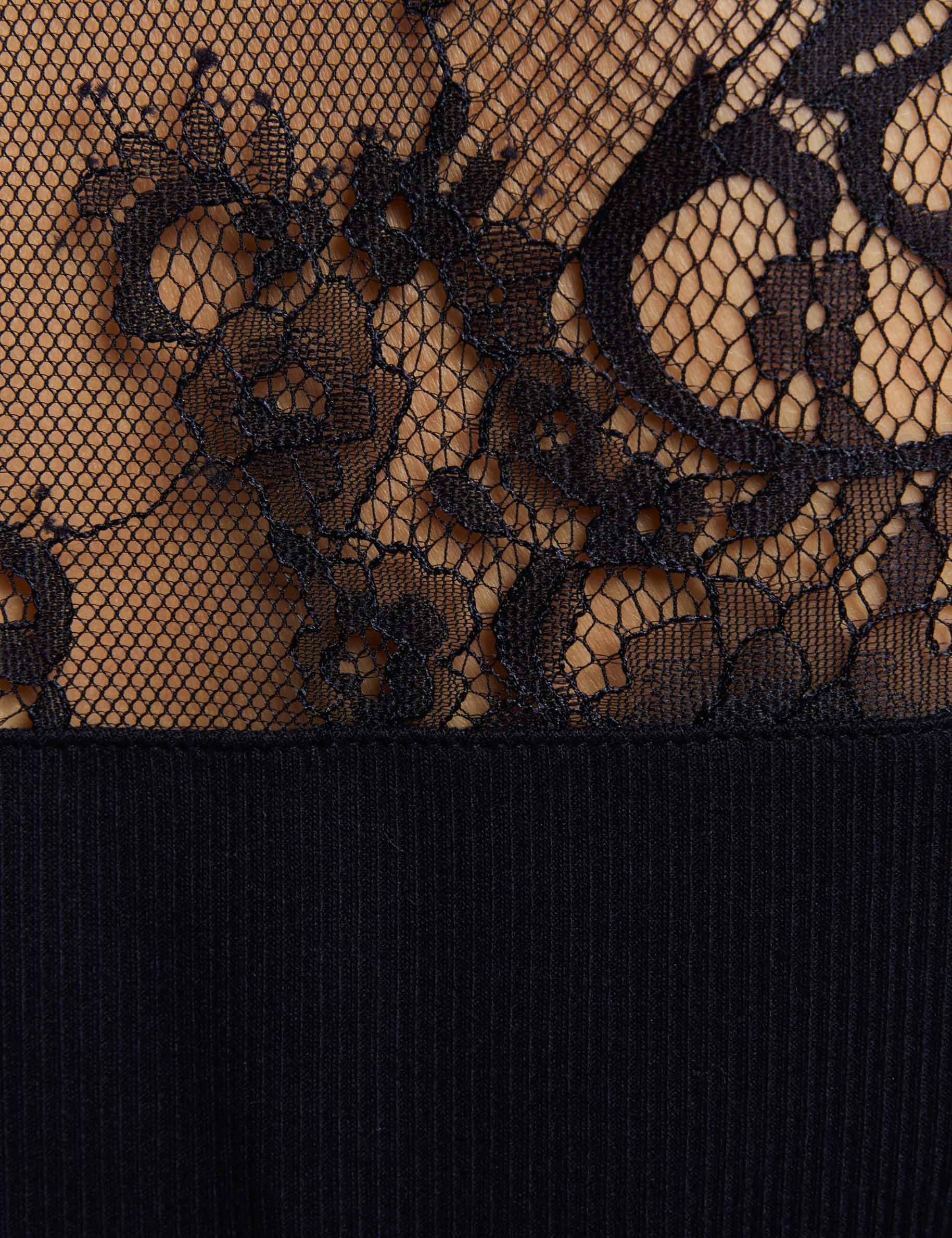 short sleeved t shirt with lace navy blue women null
