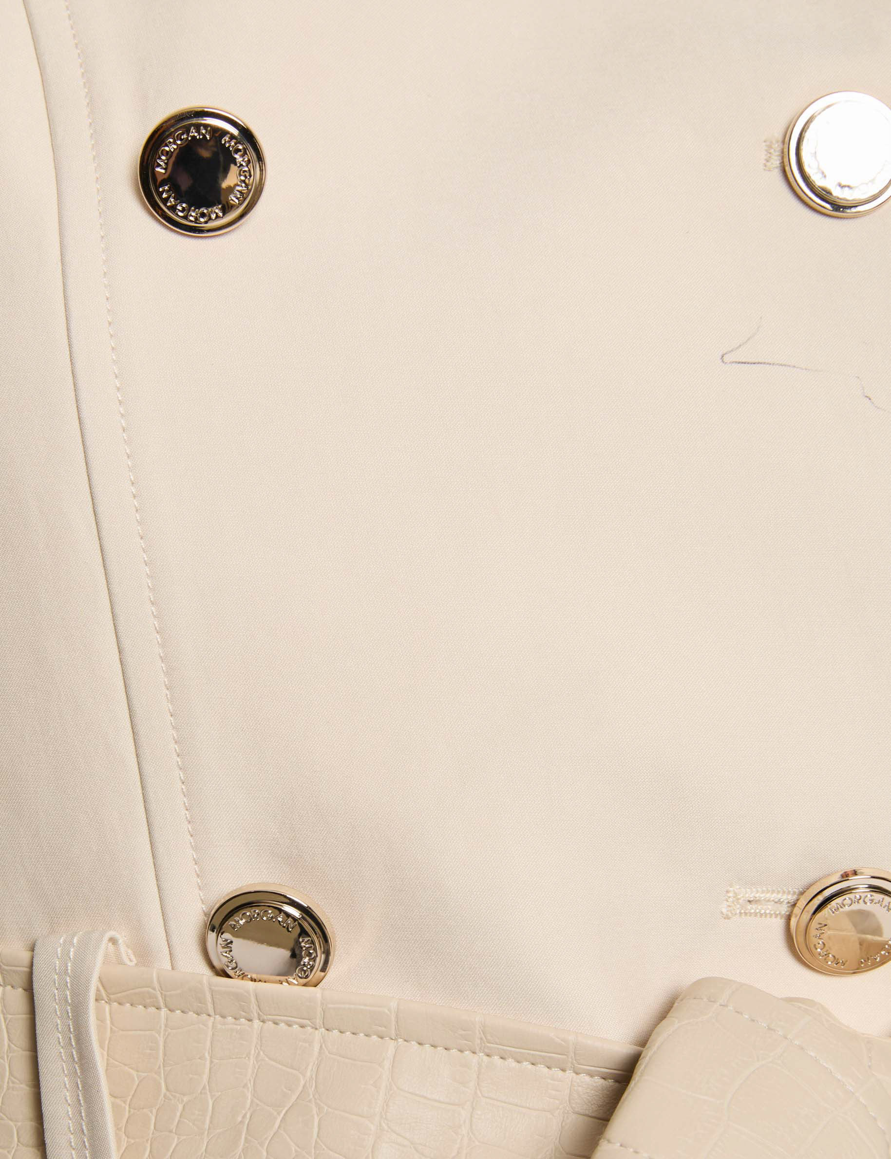 trenchcoat faux leather detail ivory women null