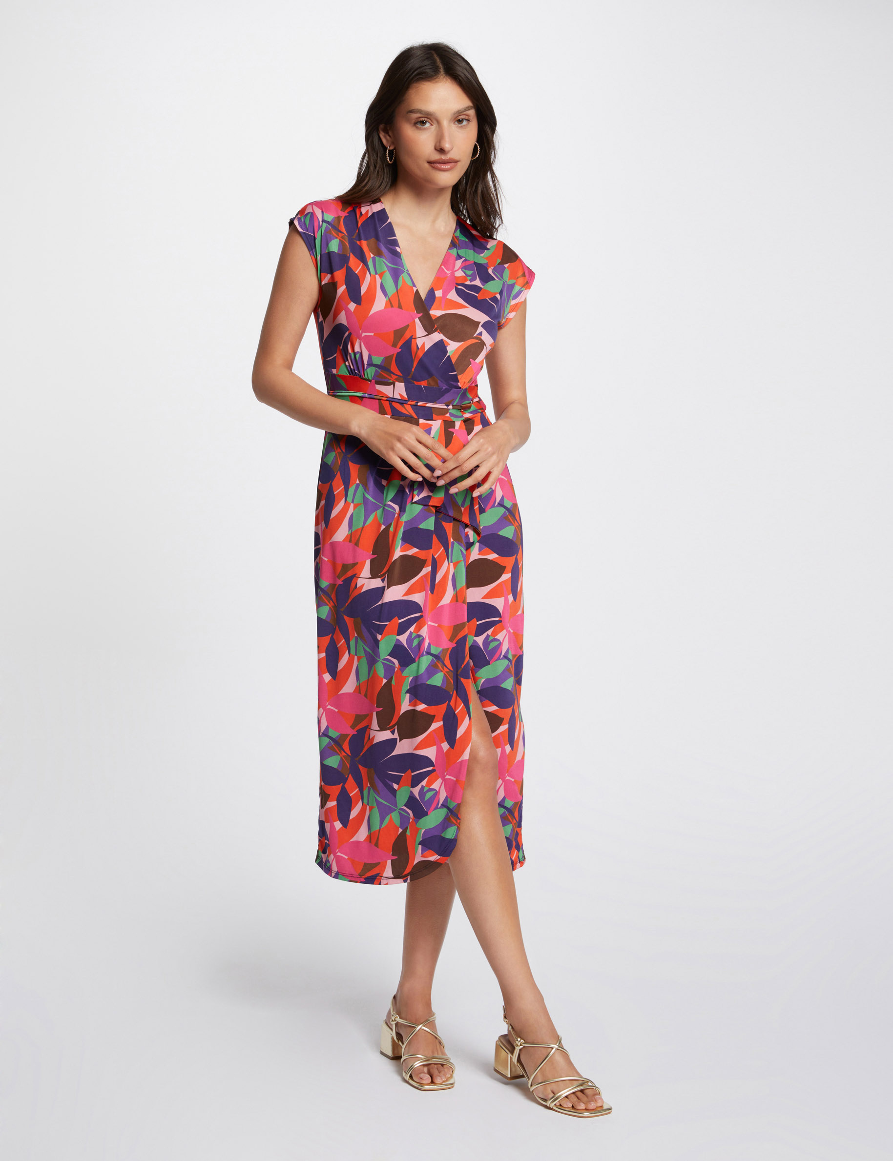 Printed midi dress multicolored women