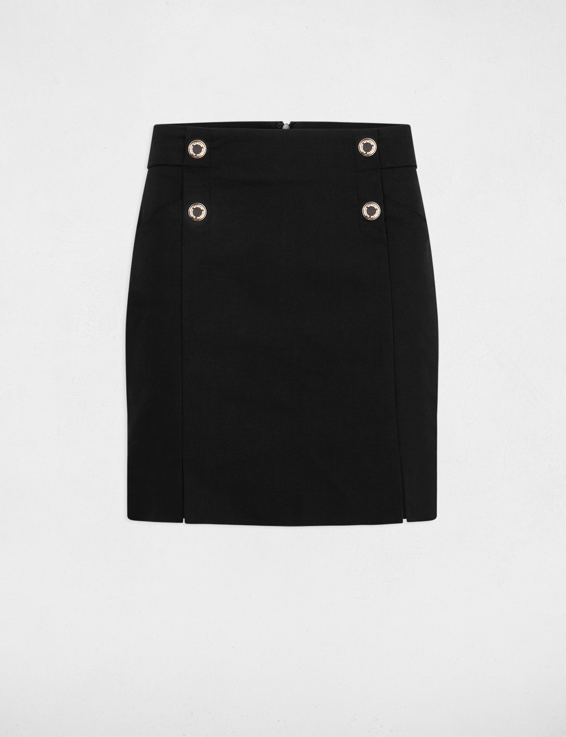 Black mini button skirt best sale