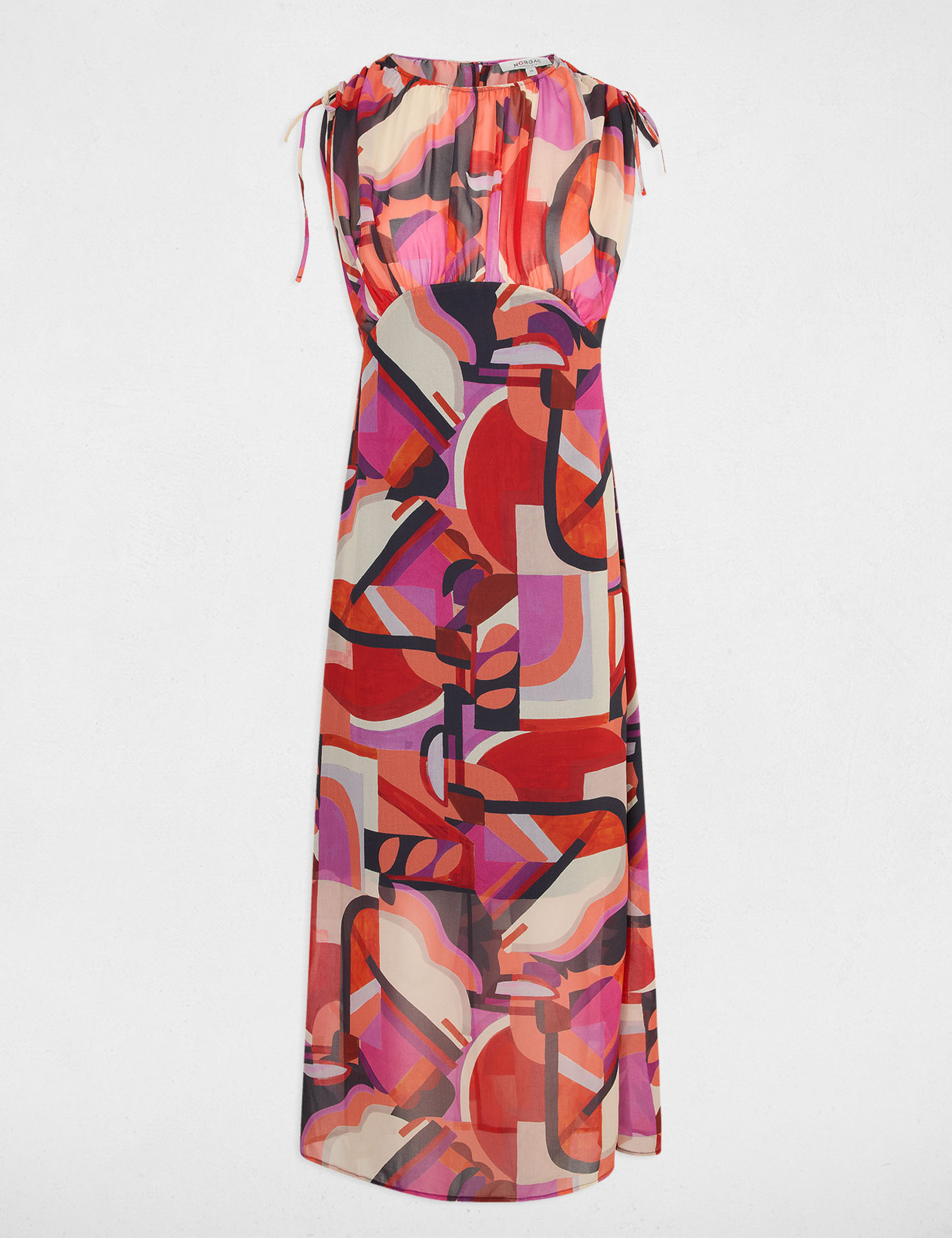 Printed waisted maxi dress multicolor women