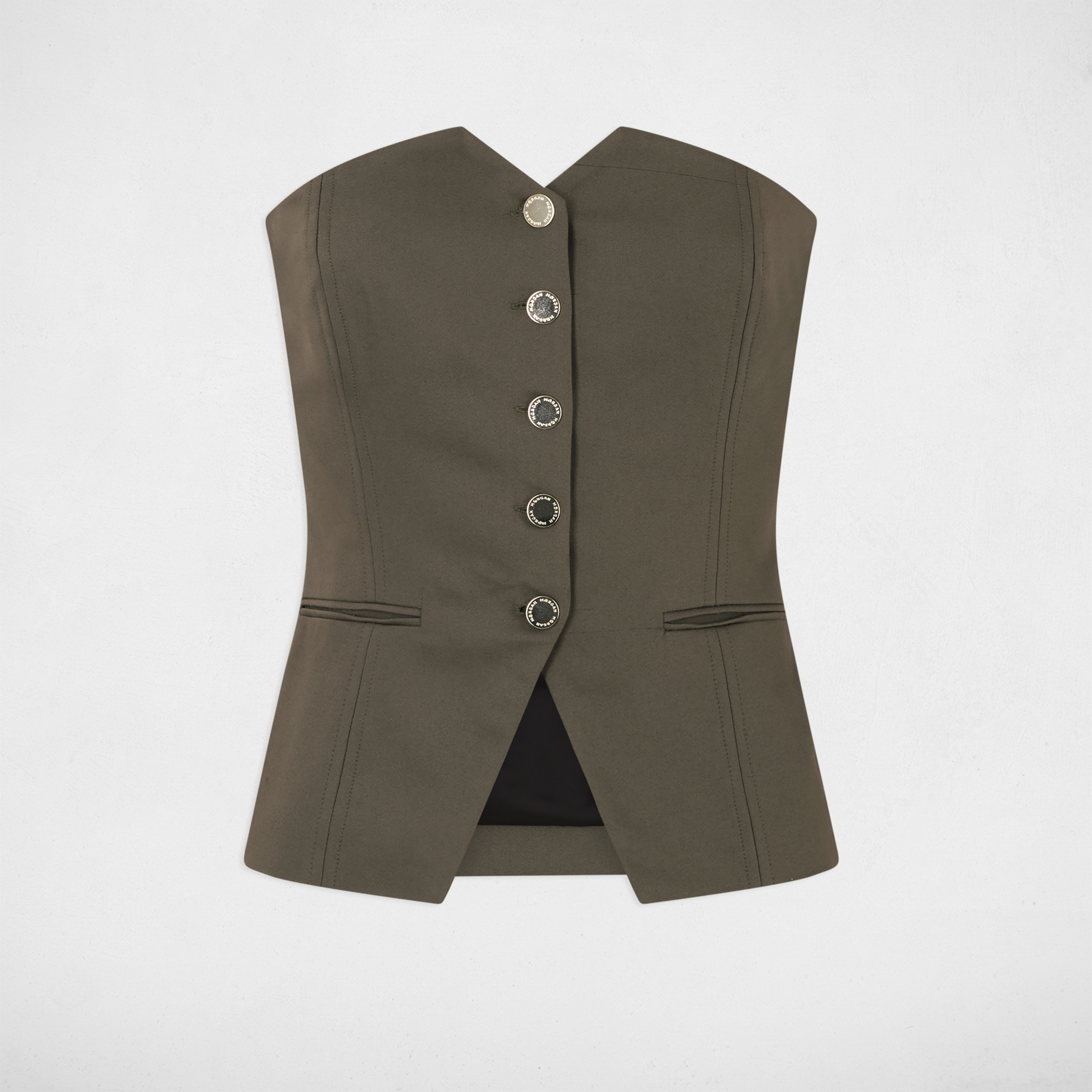 Sleveless bustier khaki green women