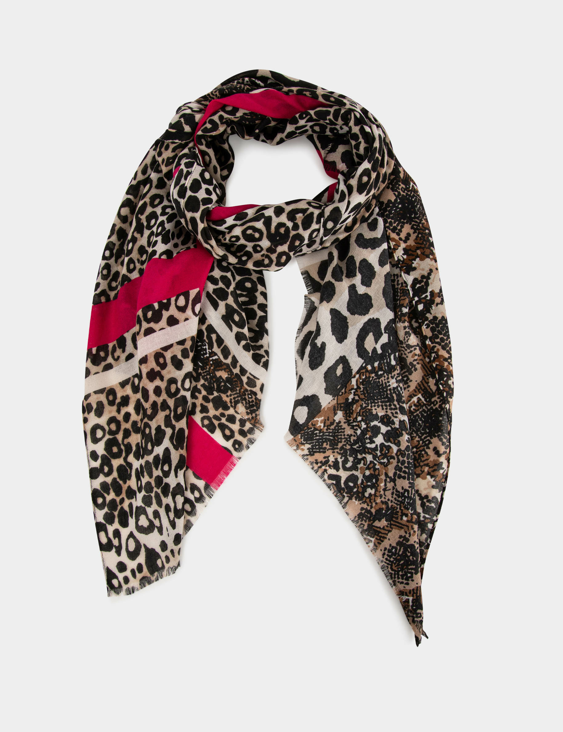 Foulard imprimé animalier marron femme