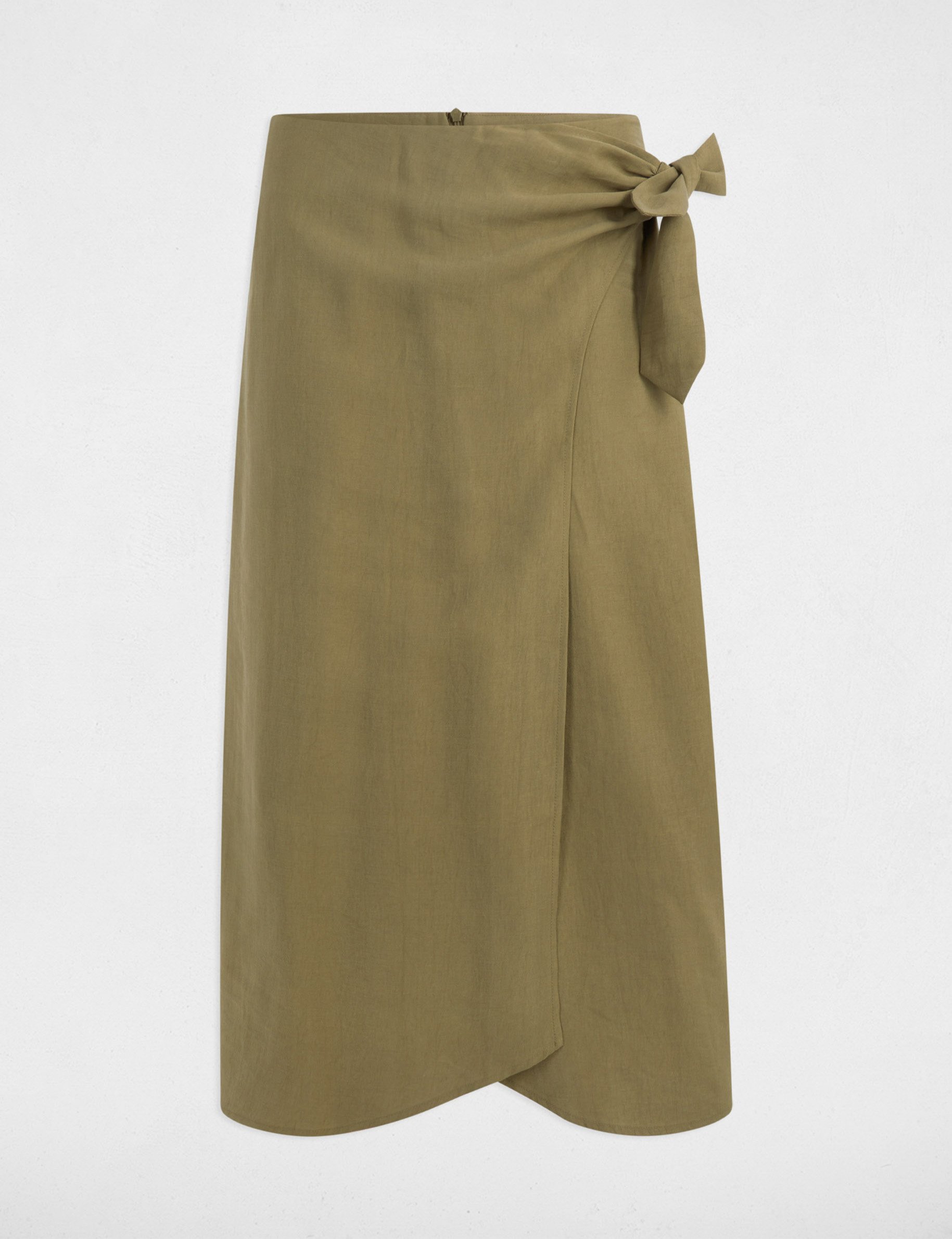 Midi wrap skirt khaki green women