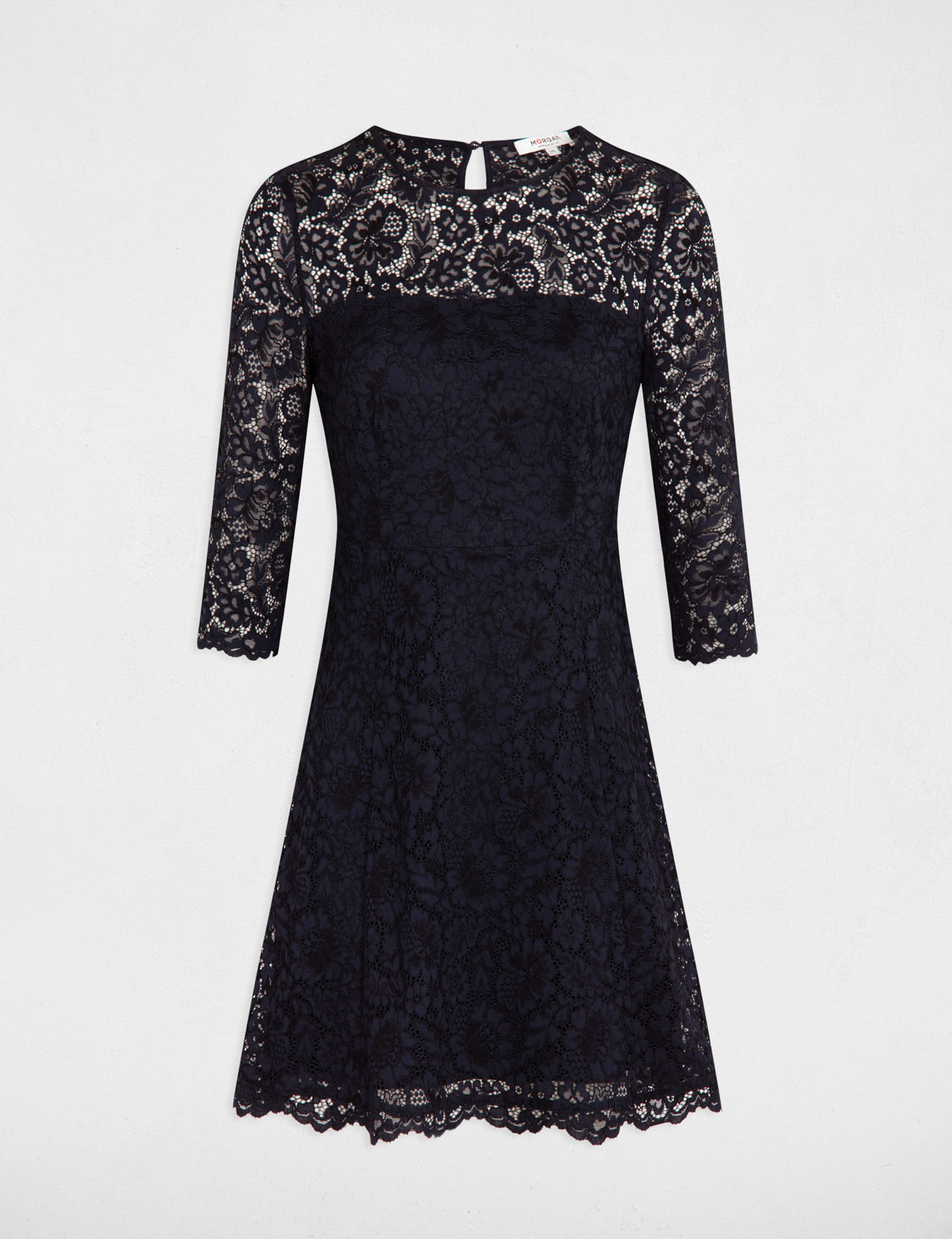 Mini skater lace dress navy women