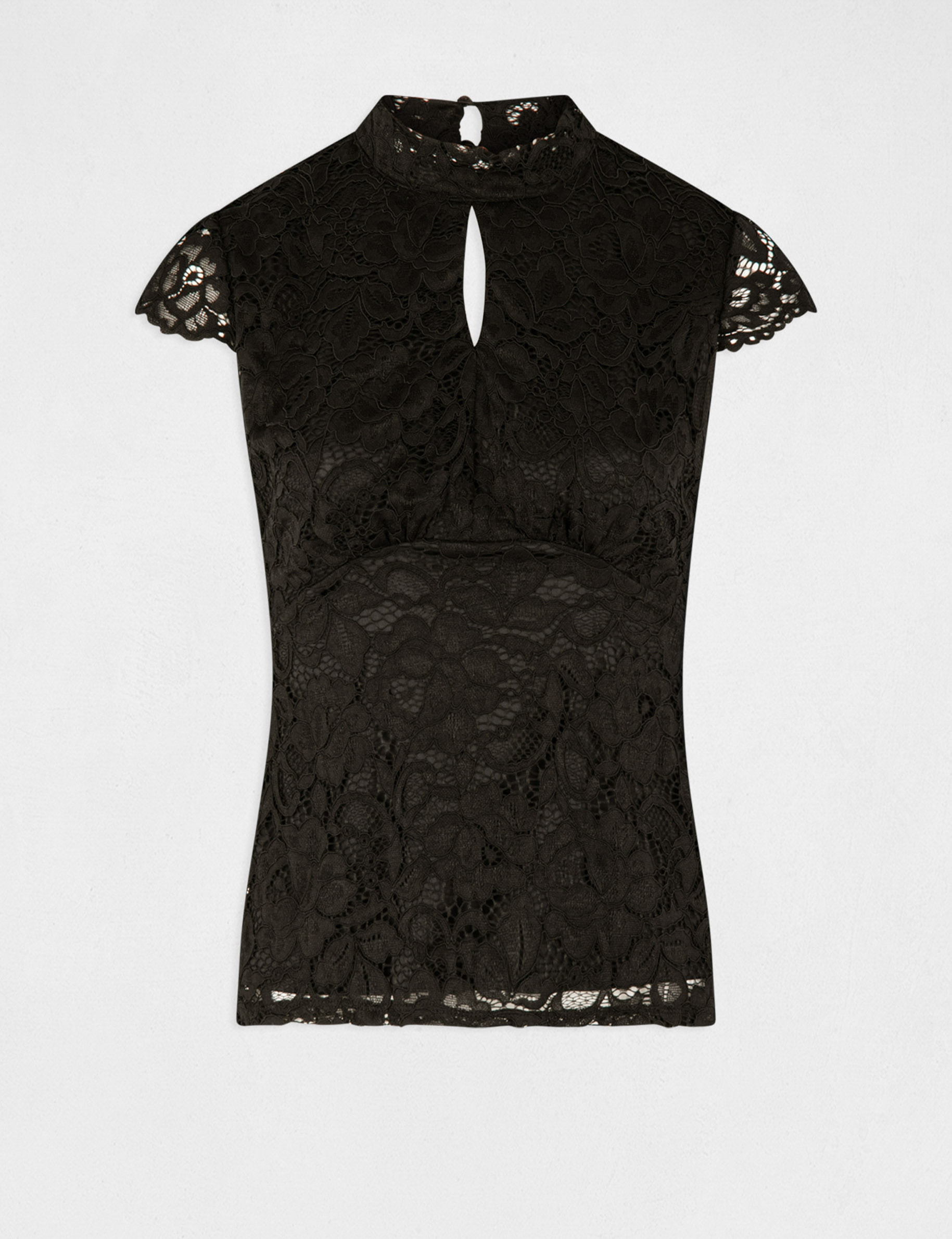 Short-sleeved t-shirt with lace black women