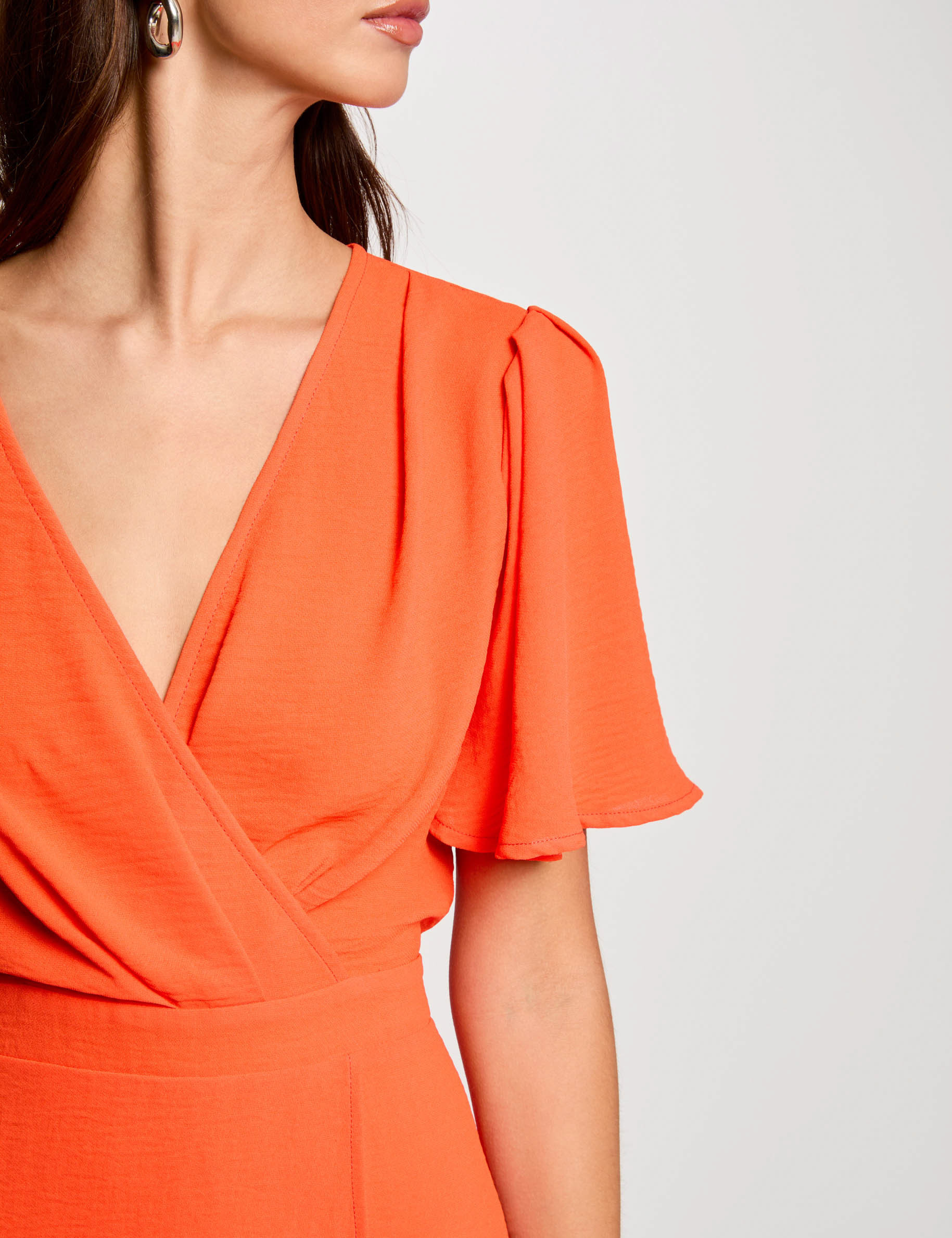 Mini A-line dress with ruffles dark orange women