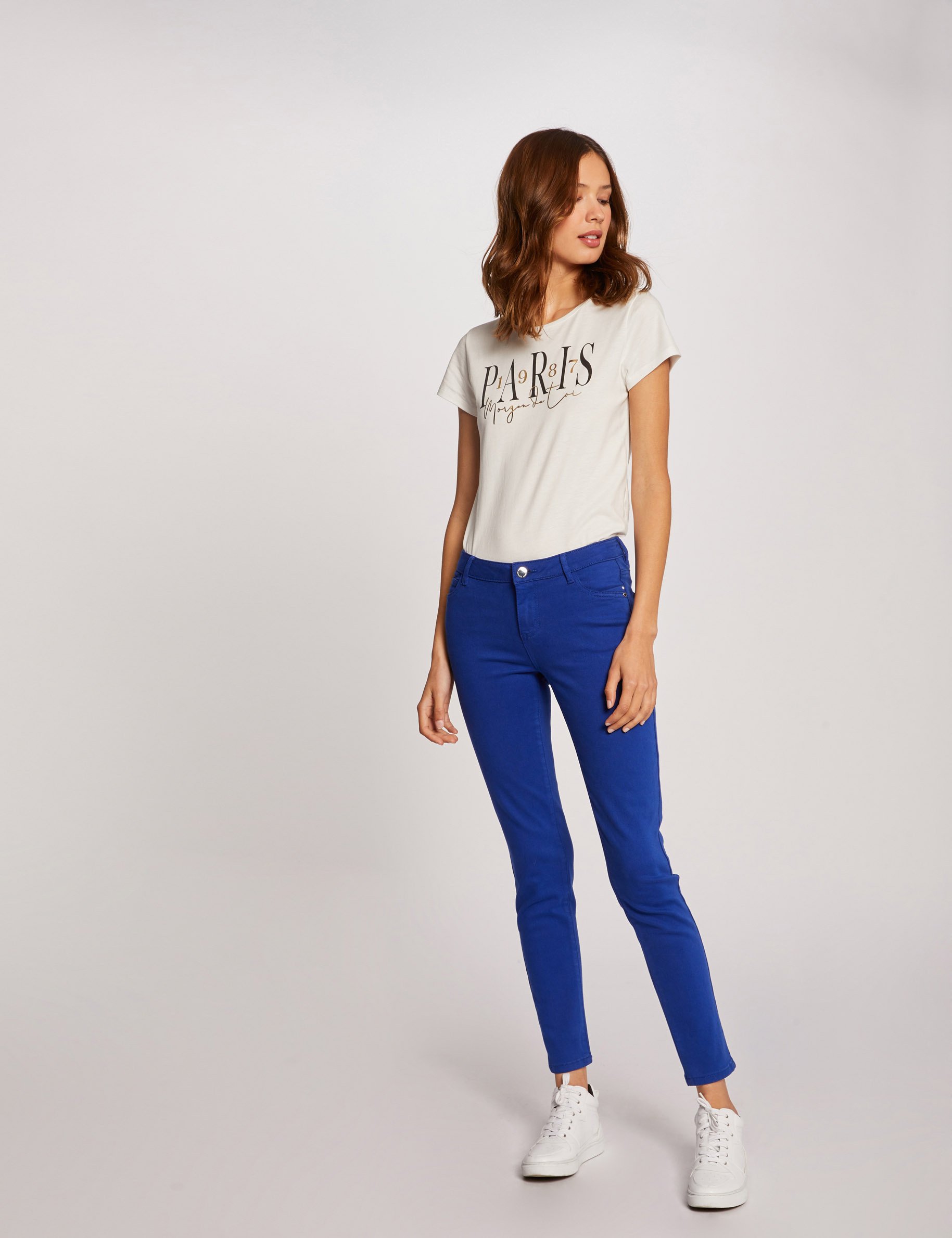 Low waist skinny trousers electric blue women