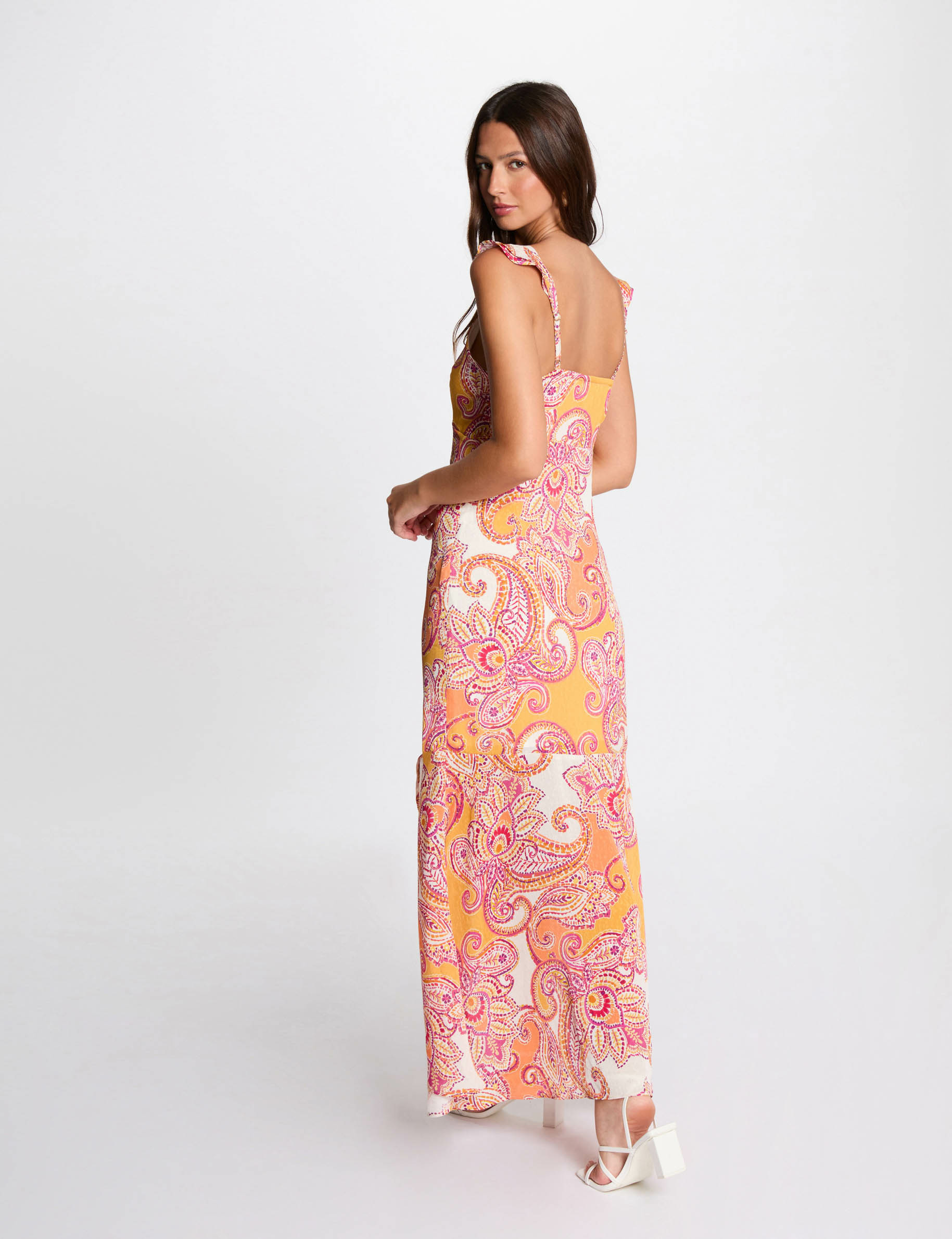 Printed maxi fitted dress multicolored women