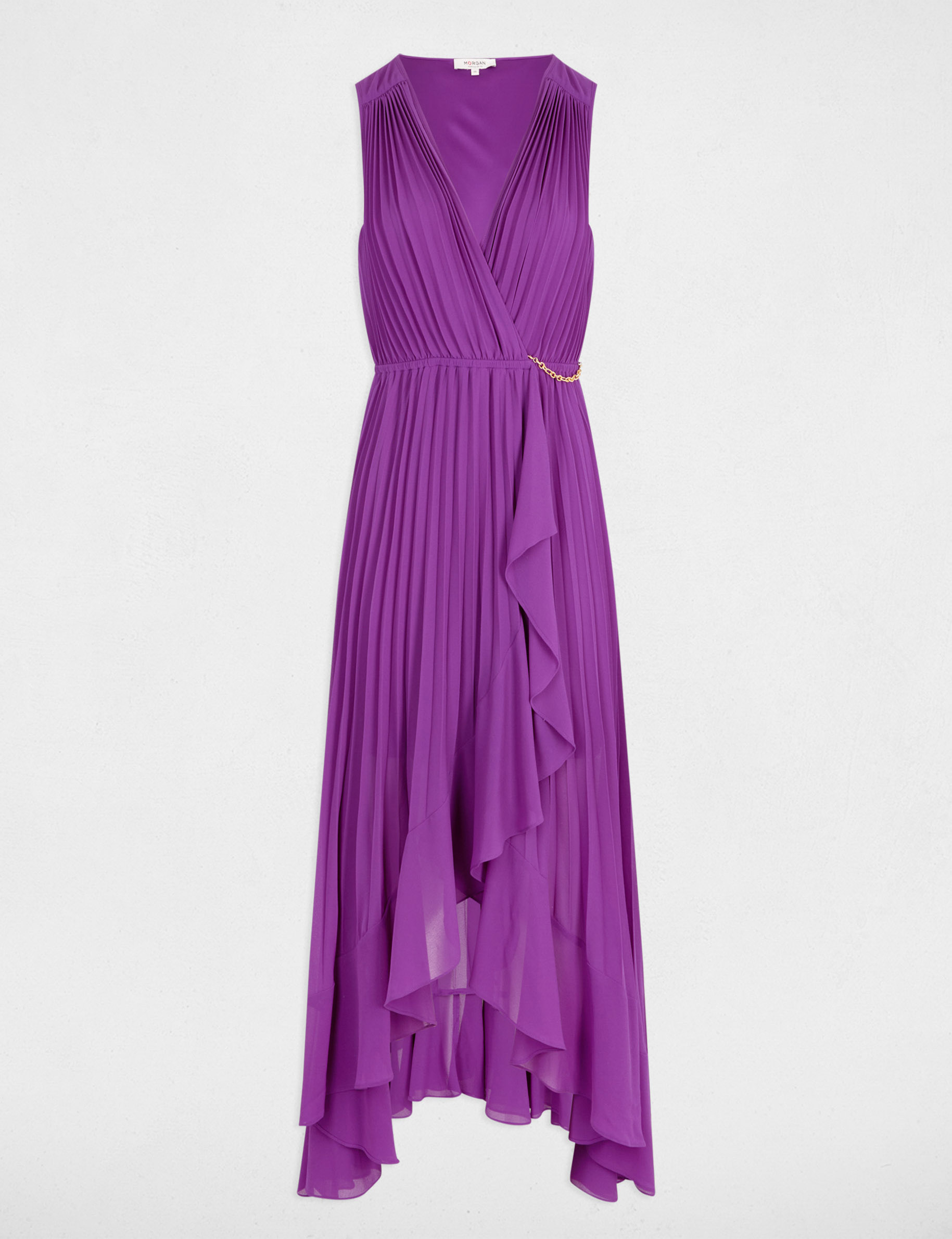 Pleated loose maxi dress purple women