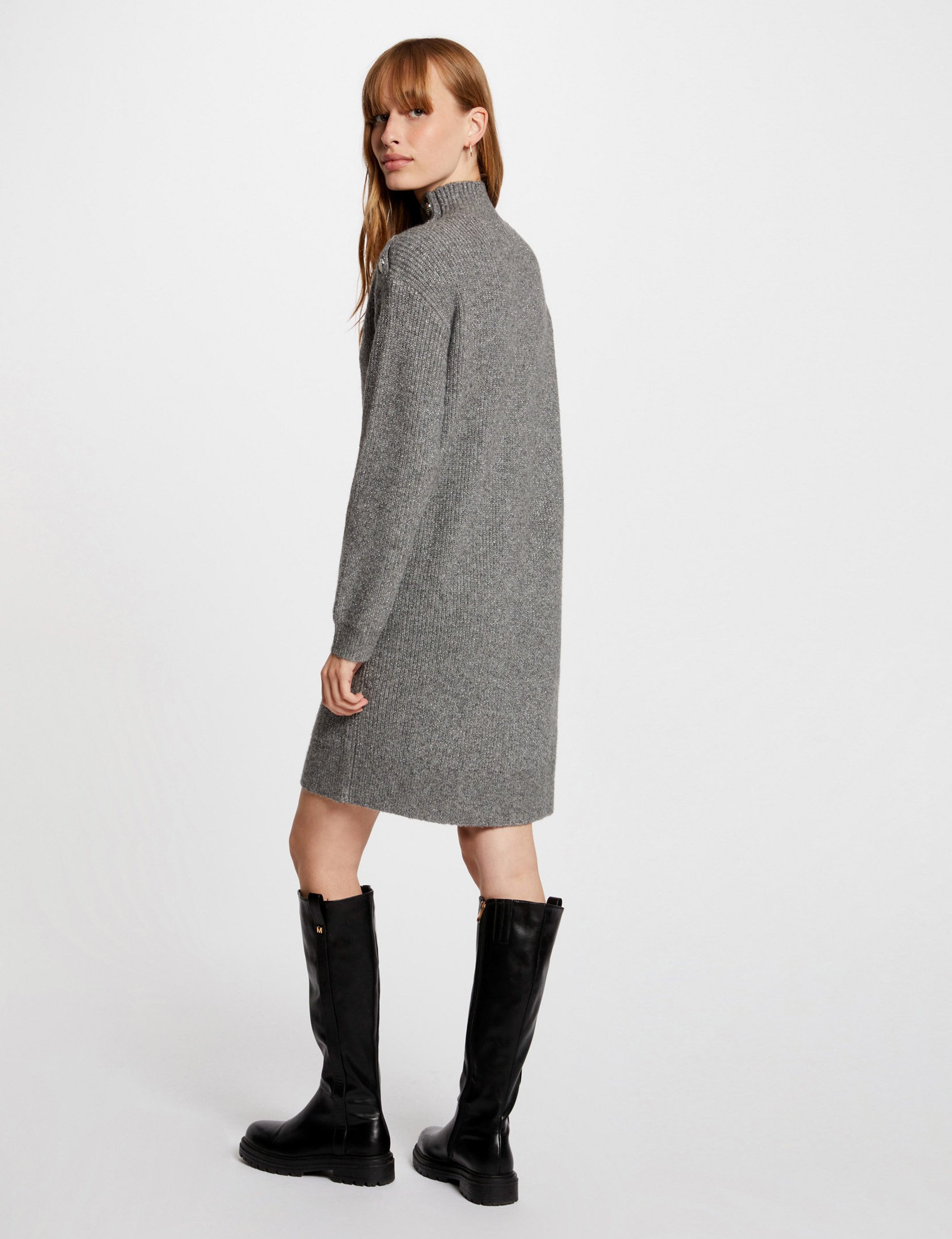 Jumper dress high collar anthracite grey women