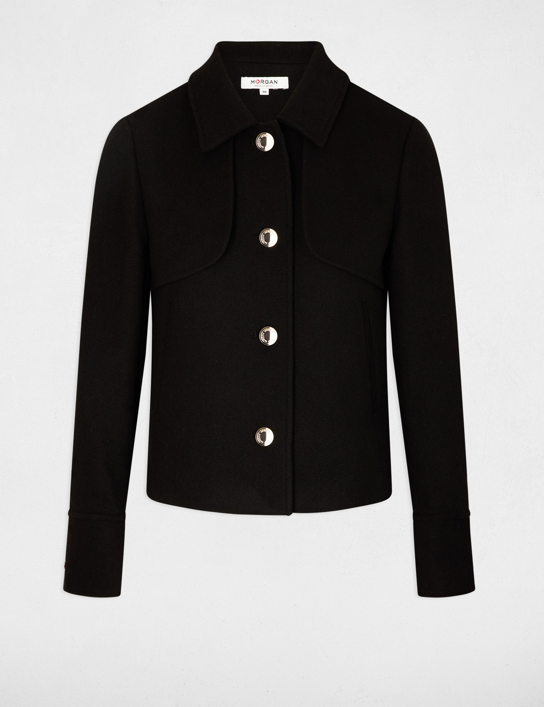 Short buttoned coat black women | Morgan