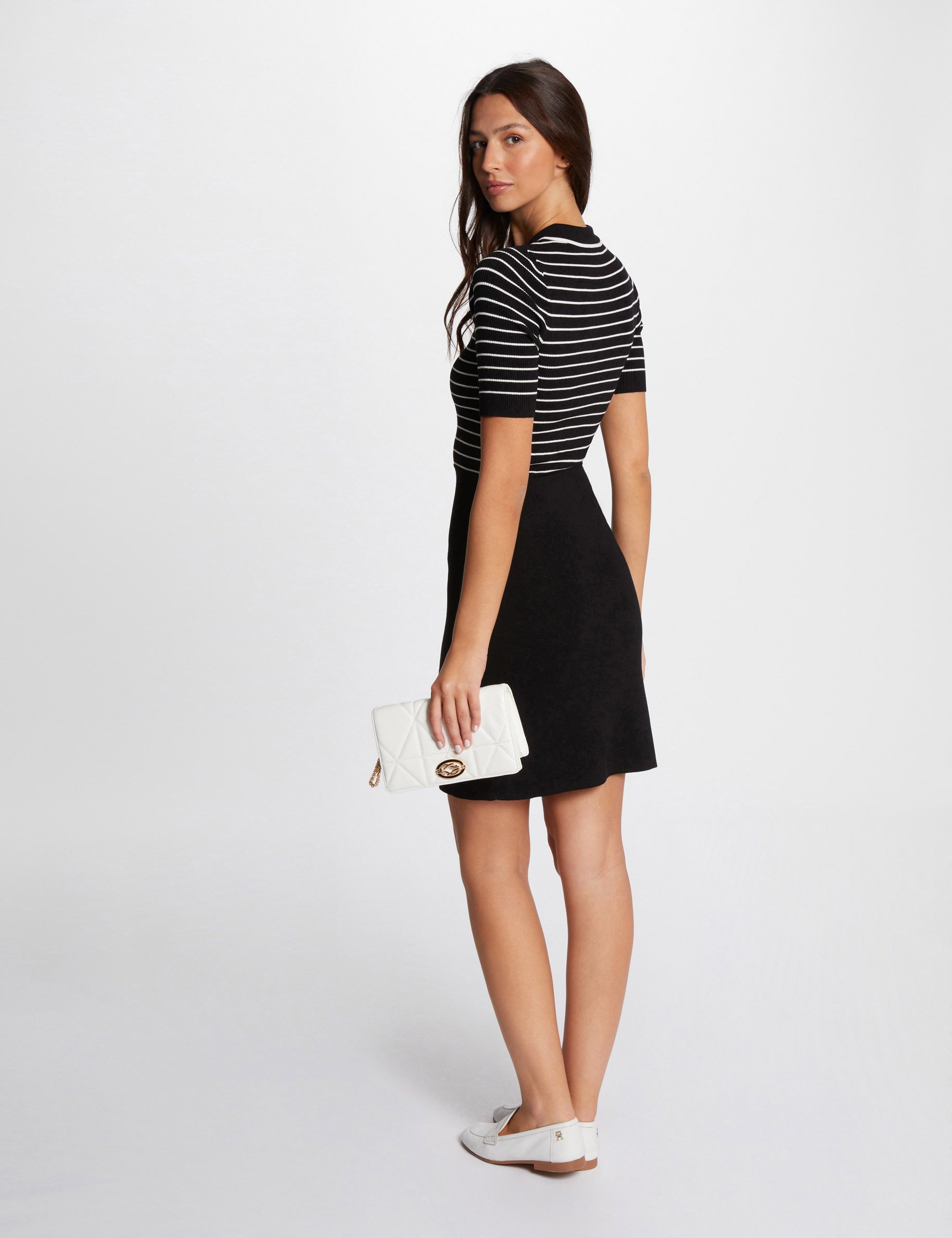 Mini knitted dress stripes black women