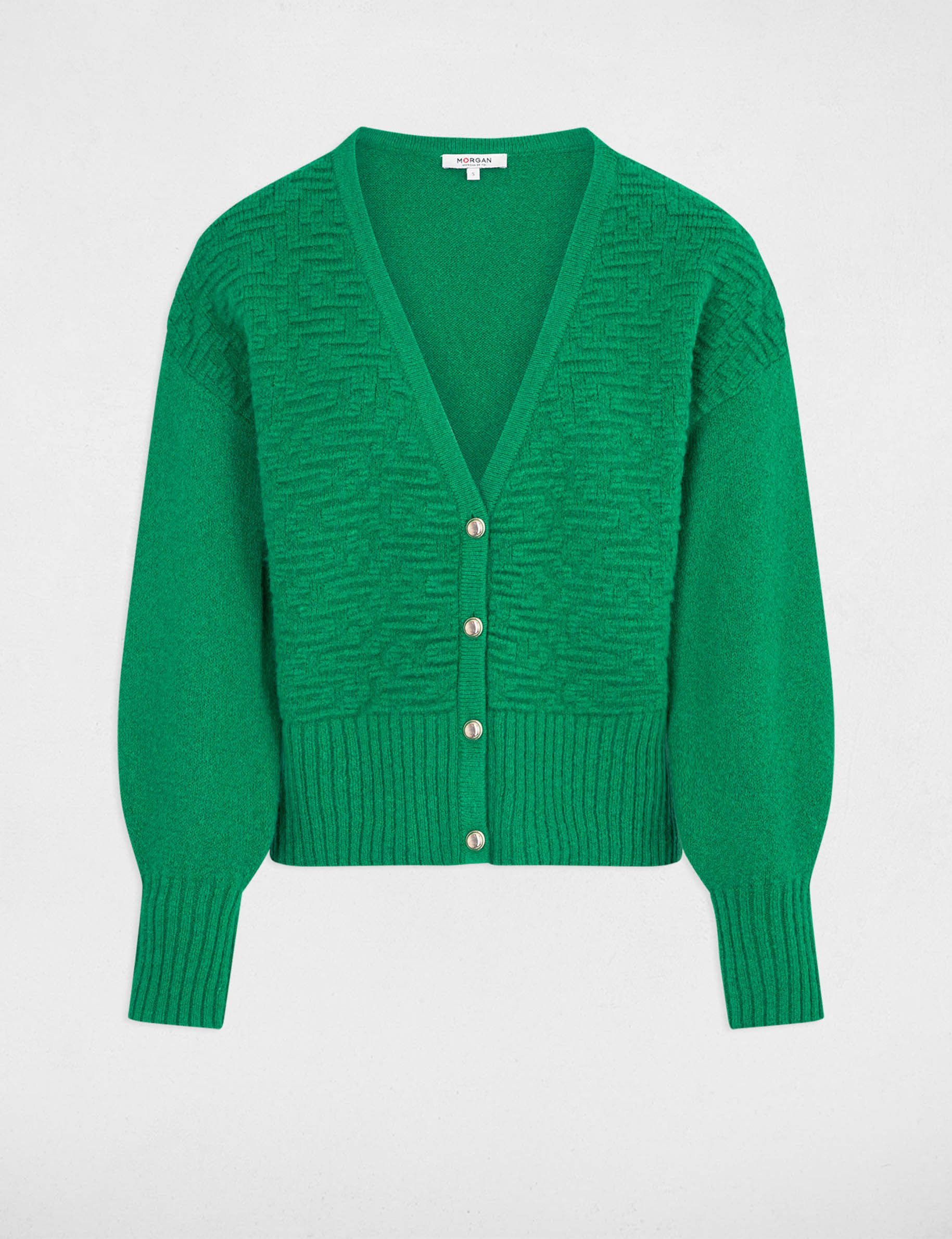 Long-sleeved cardigan V-neck green women