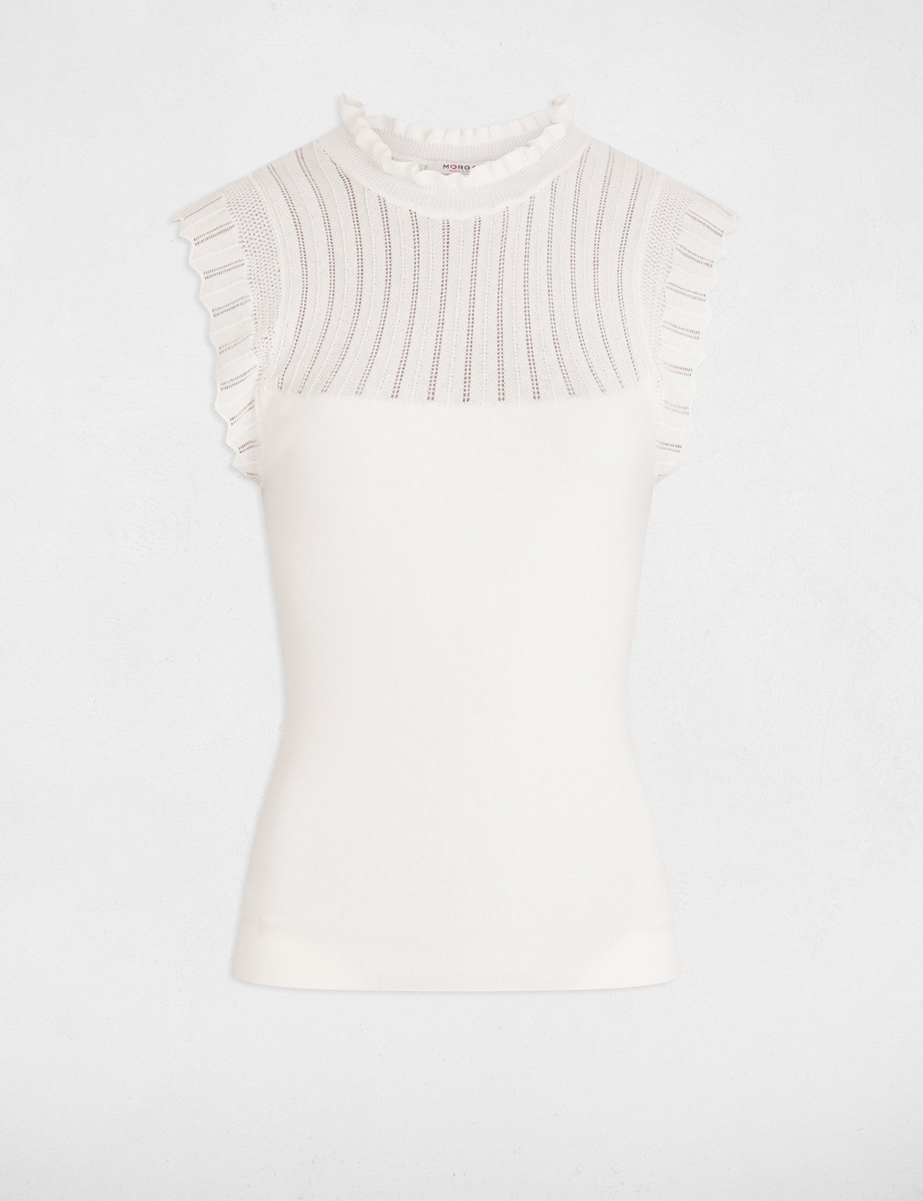 Sleeveless jumper round neck ivory women