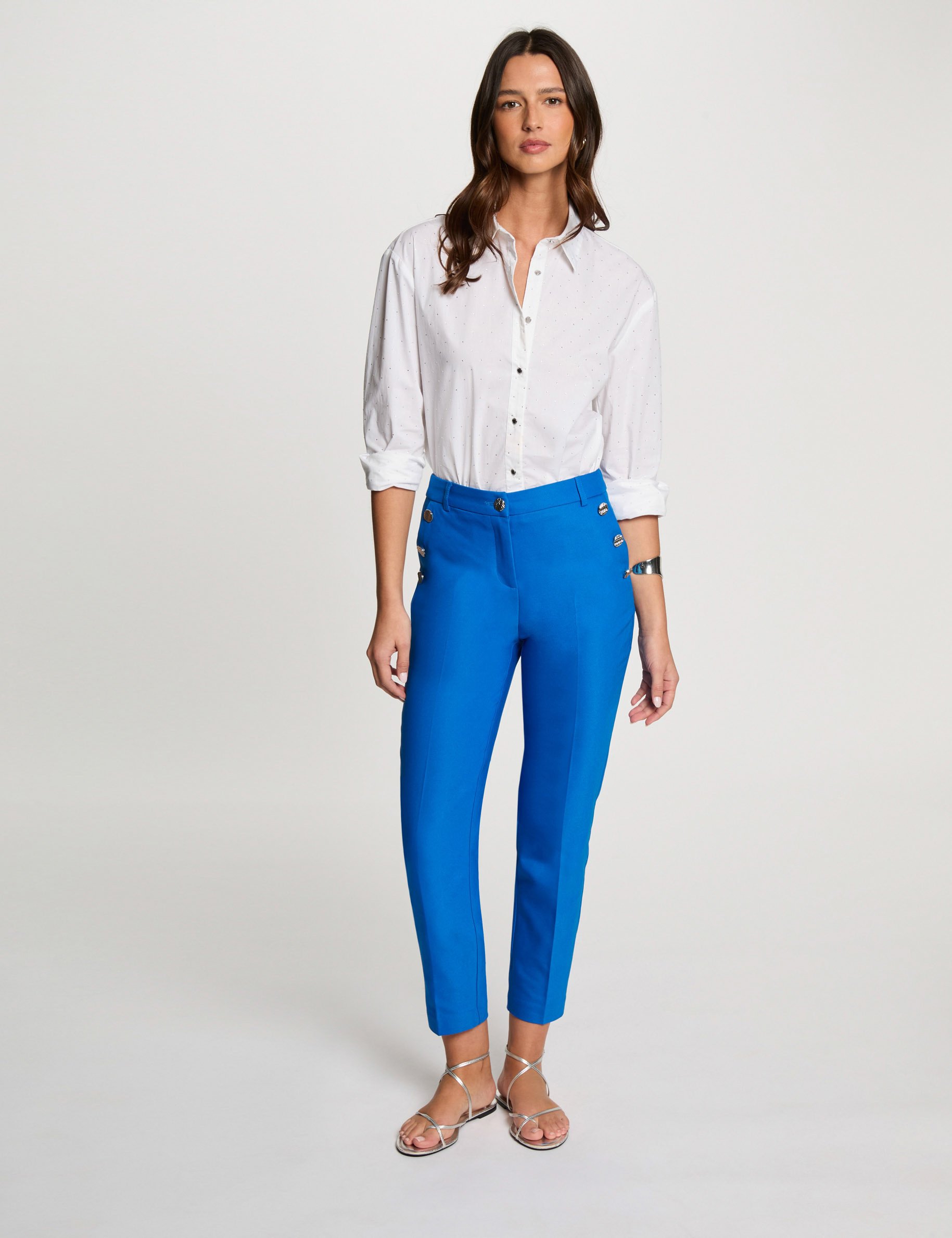 Cropped cigarette trousers electric blue women