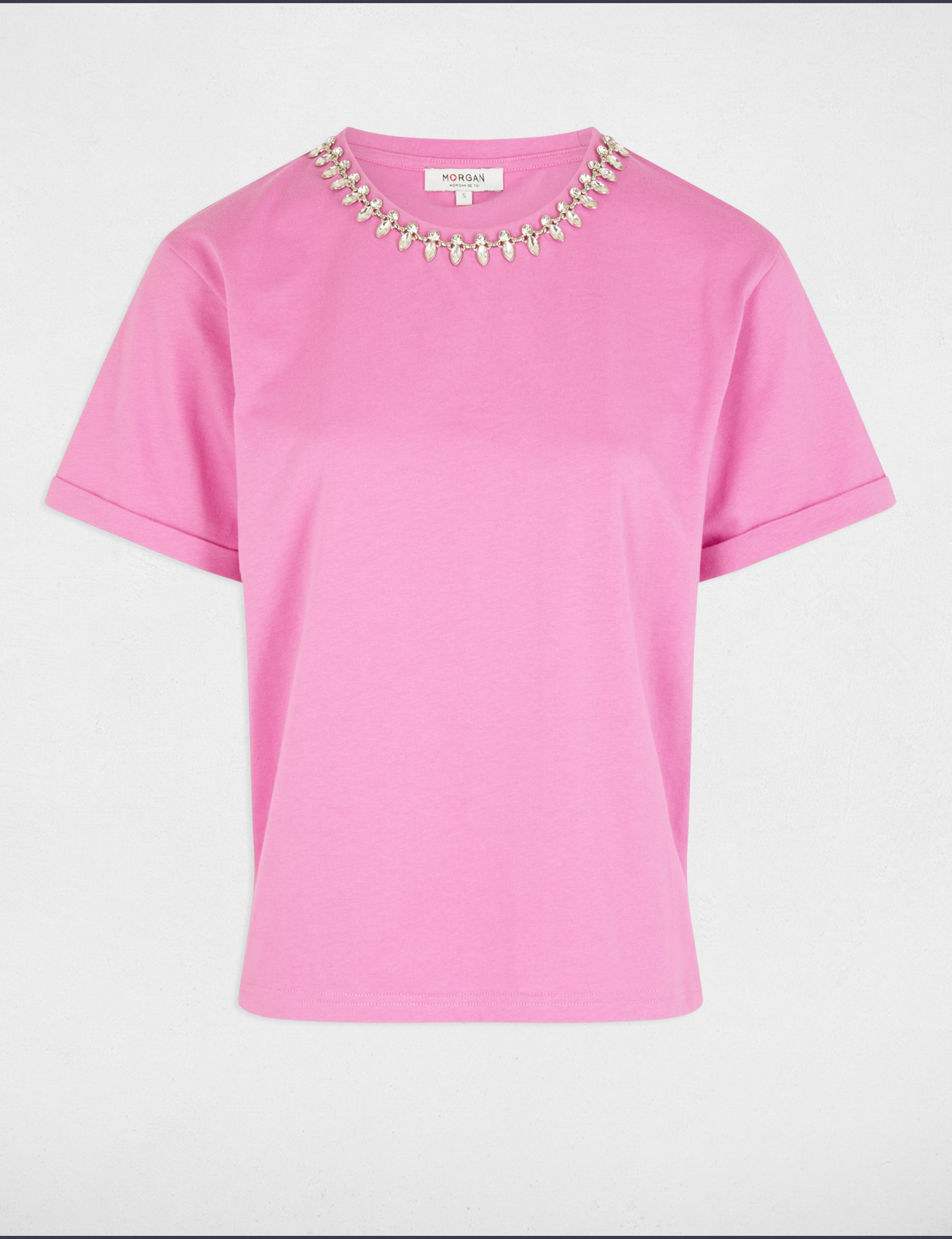 Short-sleeved t-shirt jewels pink women