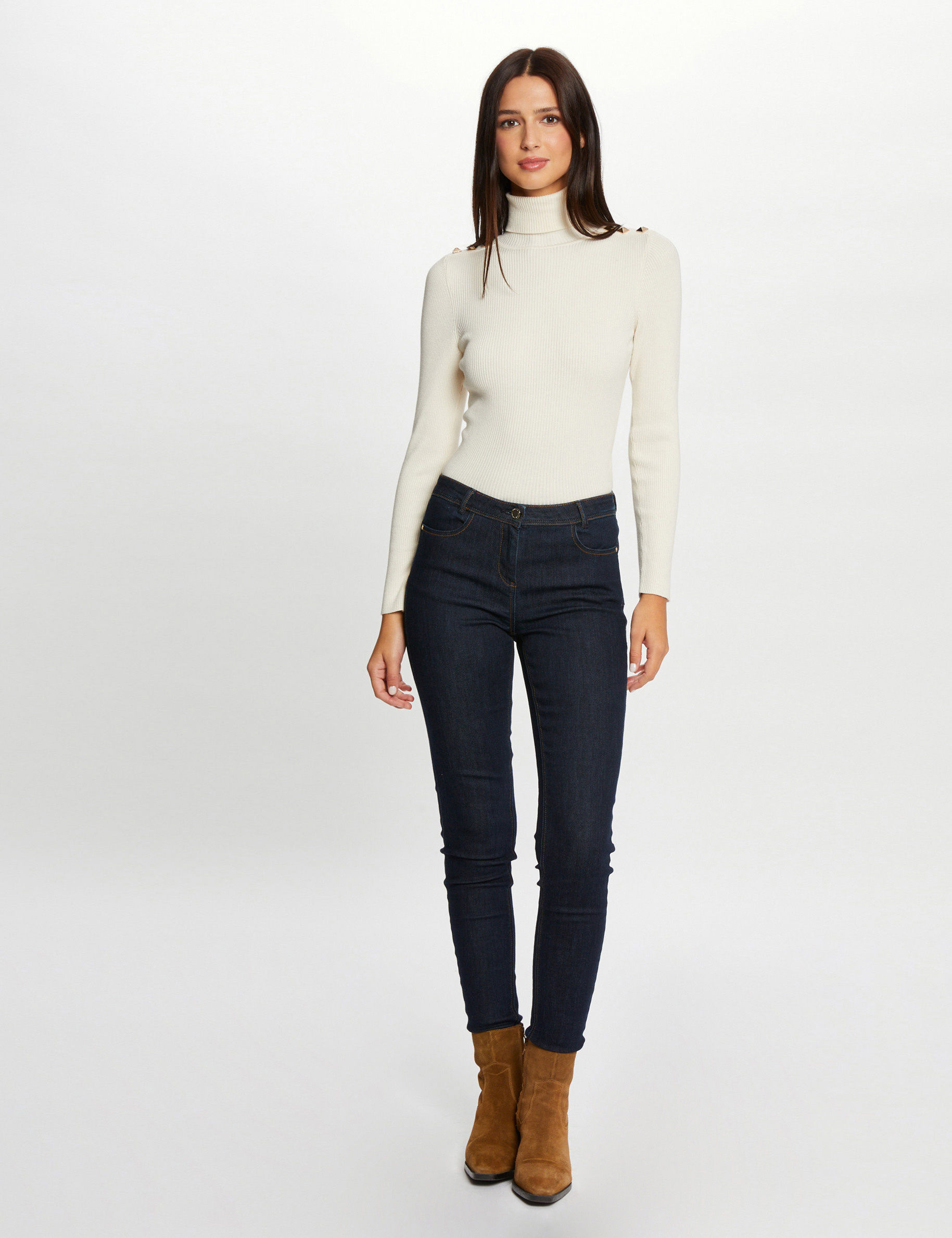 Turtleneck and high waisted on sale jeans