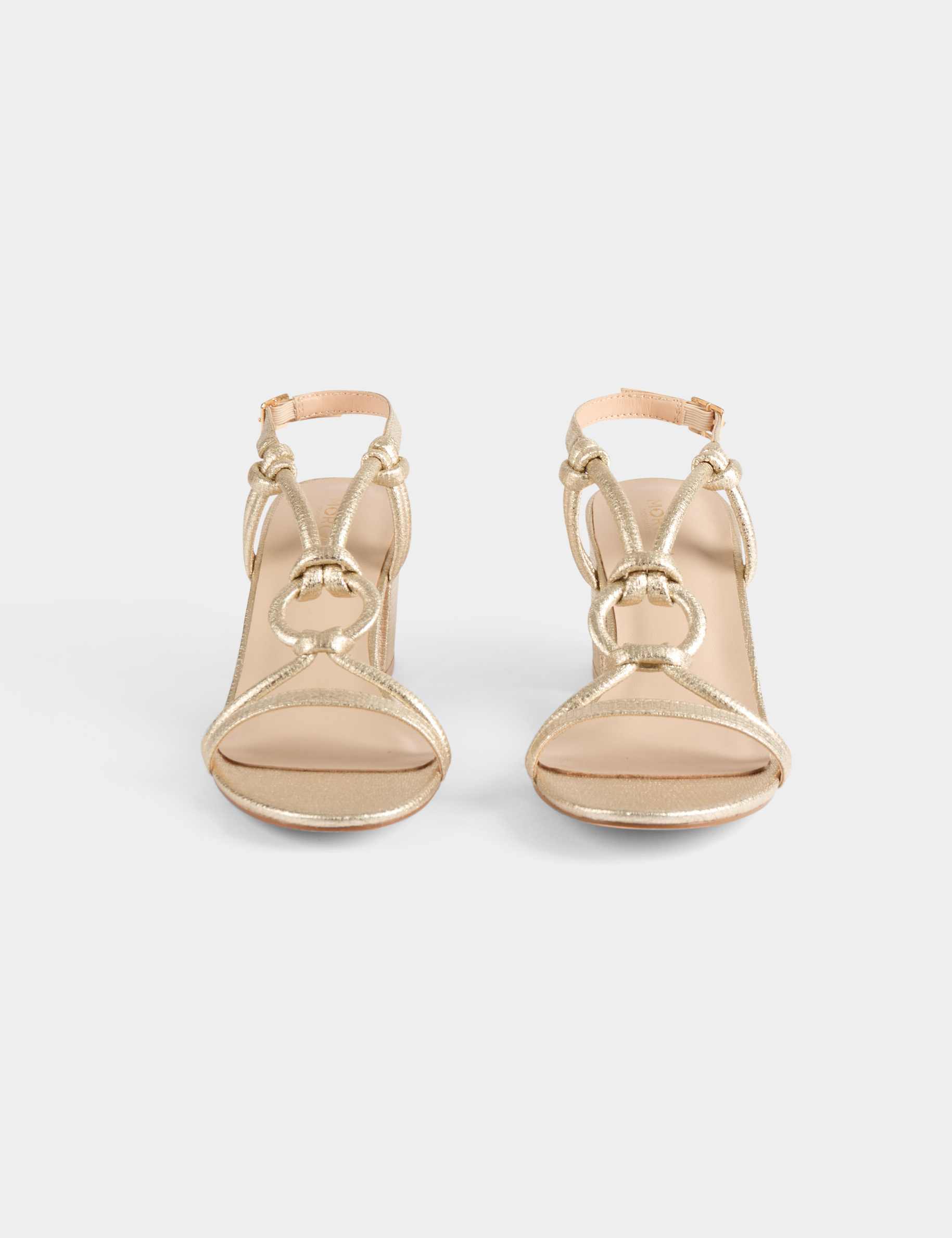 Sandals with heels and rings gold yellow women