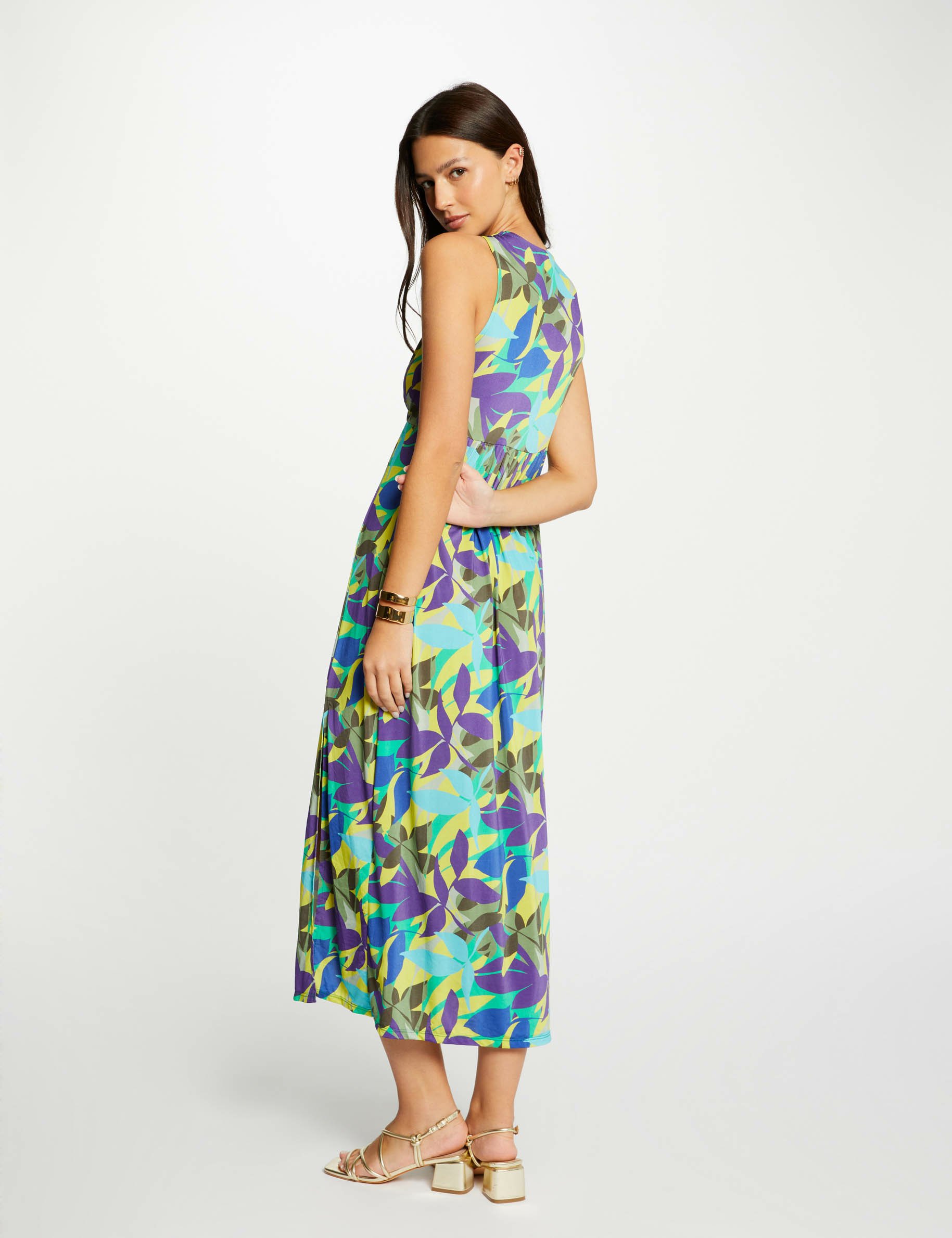 Printed maxi A-line dress multicolored women