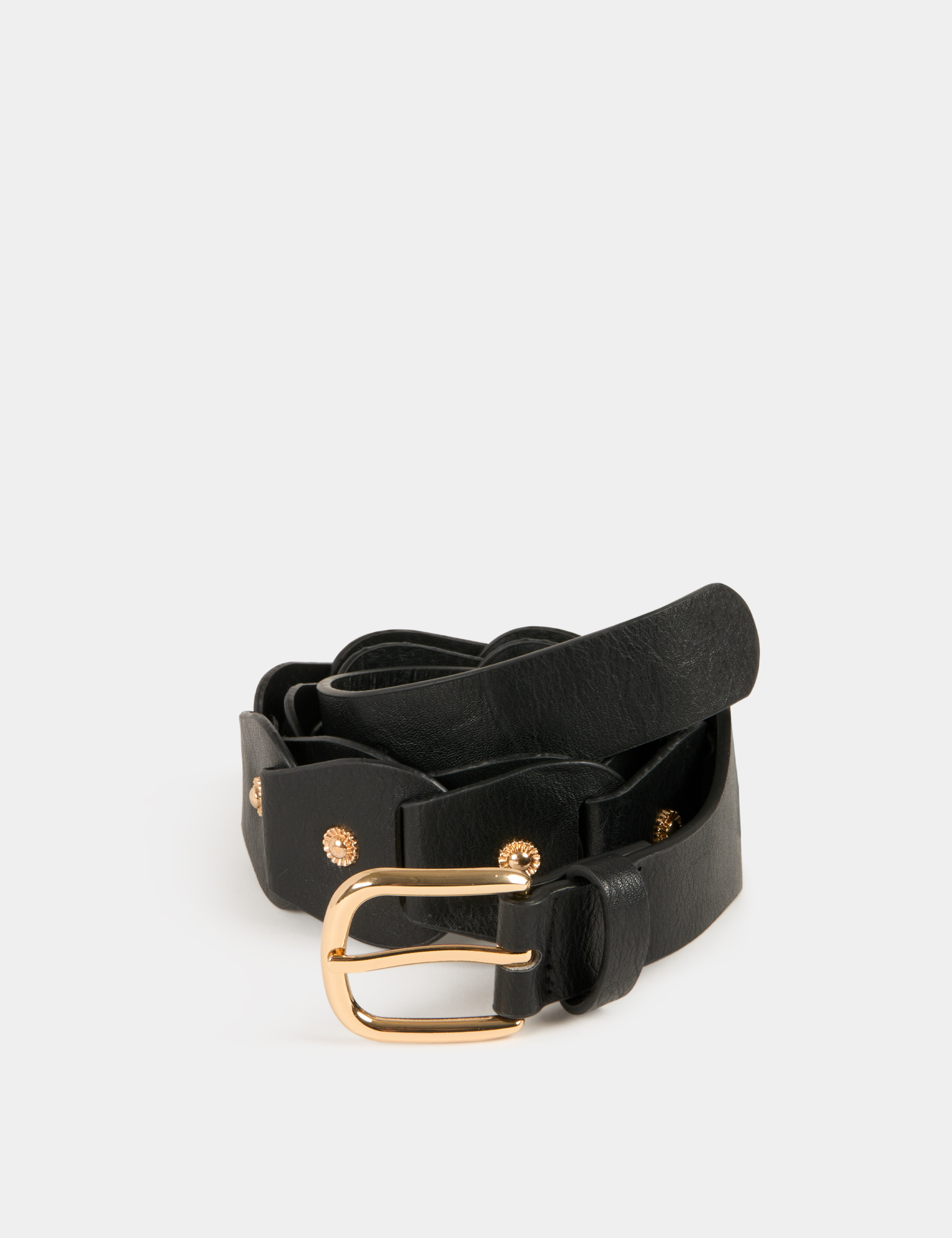 Belt with studs black ladies'