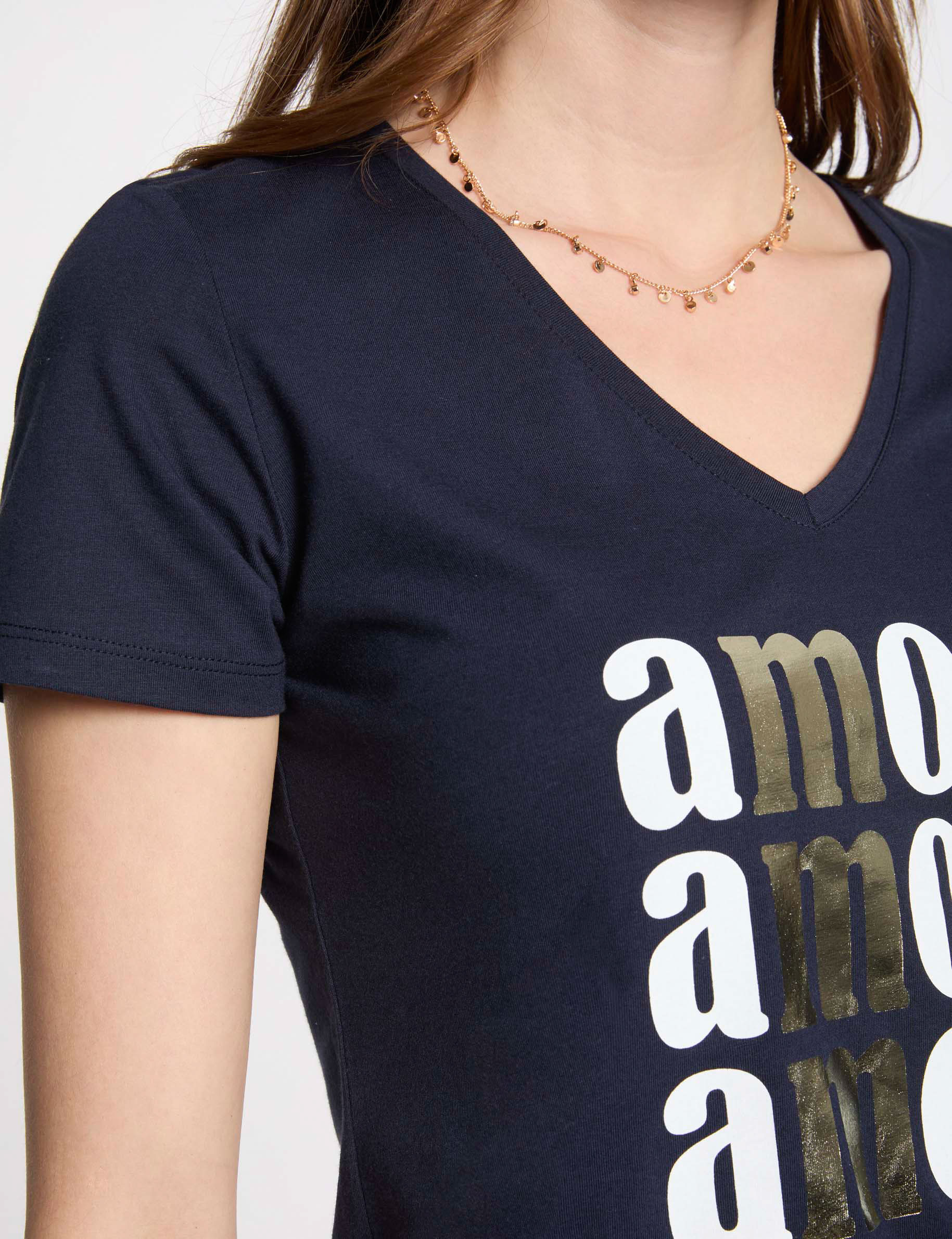 T-shirt with message navy blue women