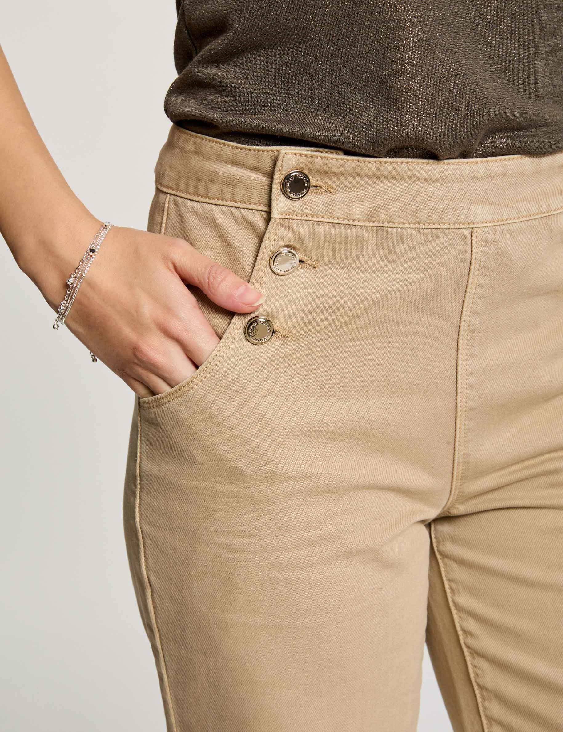 Wide leg trousers with buttons light brown women