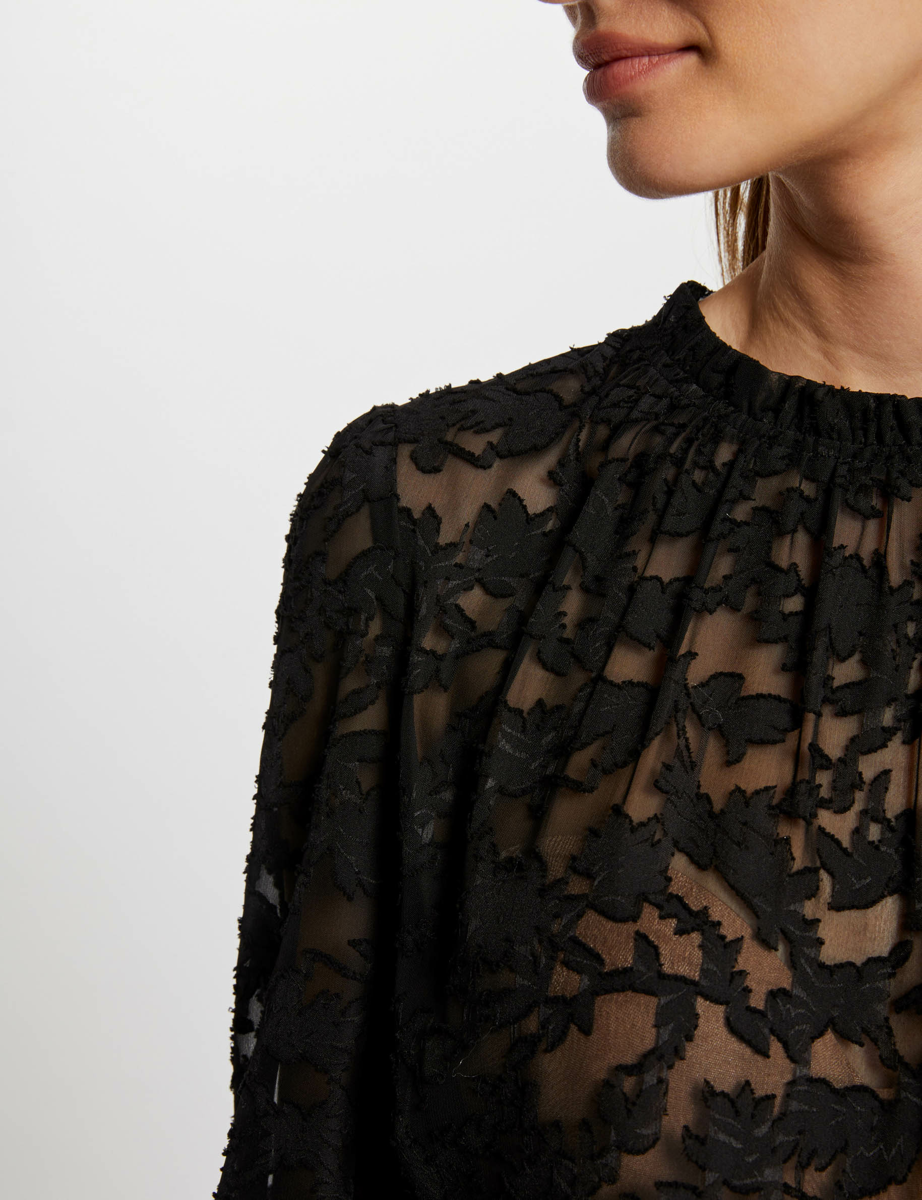 Lace top long sleeves black women