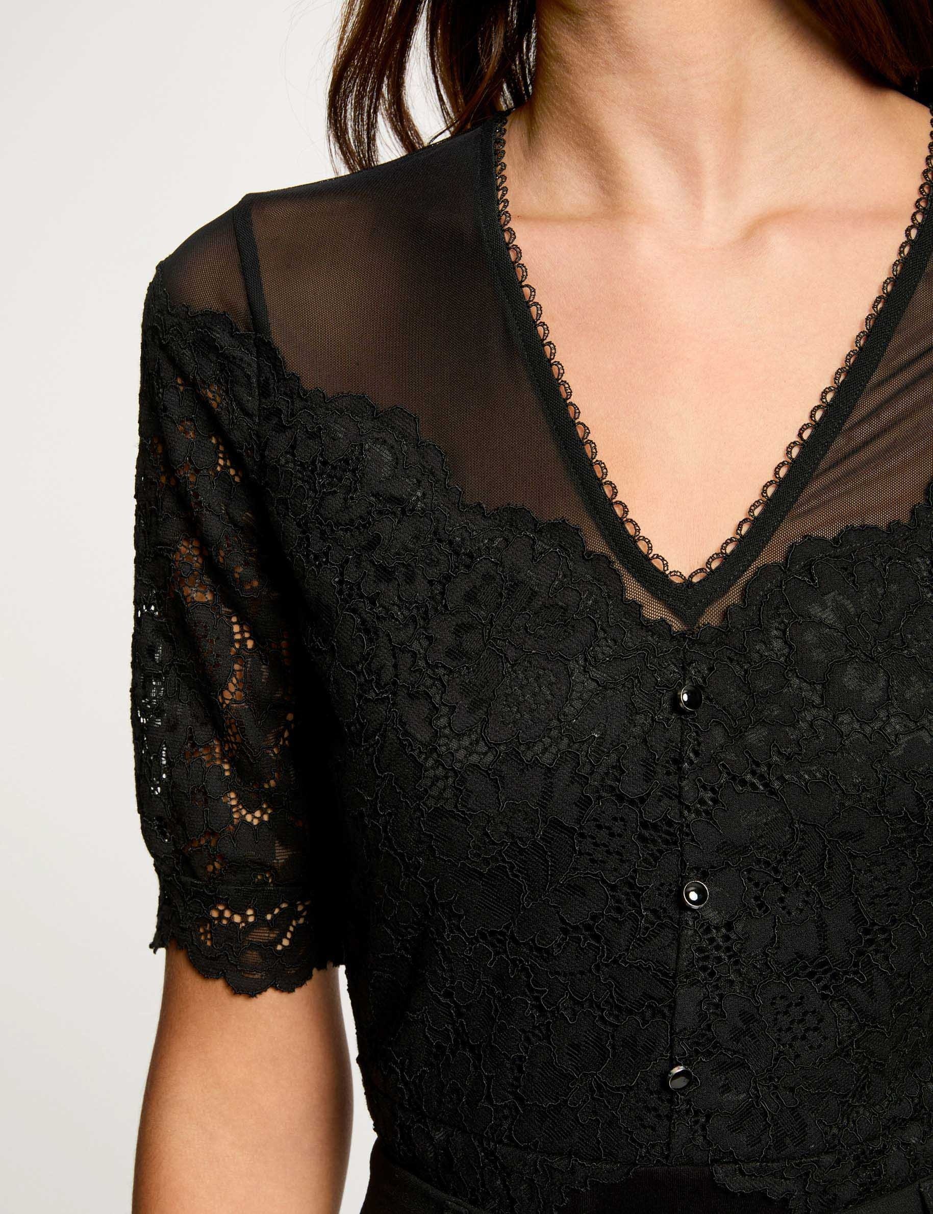 Short-sleeved lace body black women